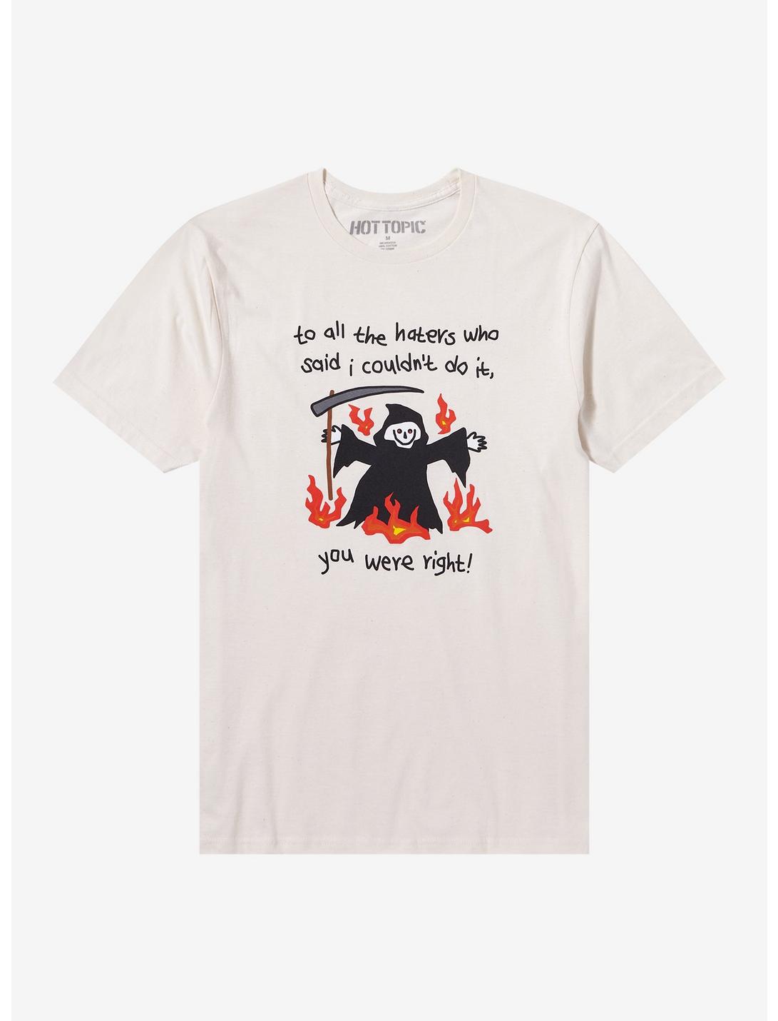 To All The Haters Grim Reaper Flames T-Shirt, NATURAL, hi-res