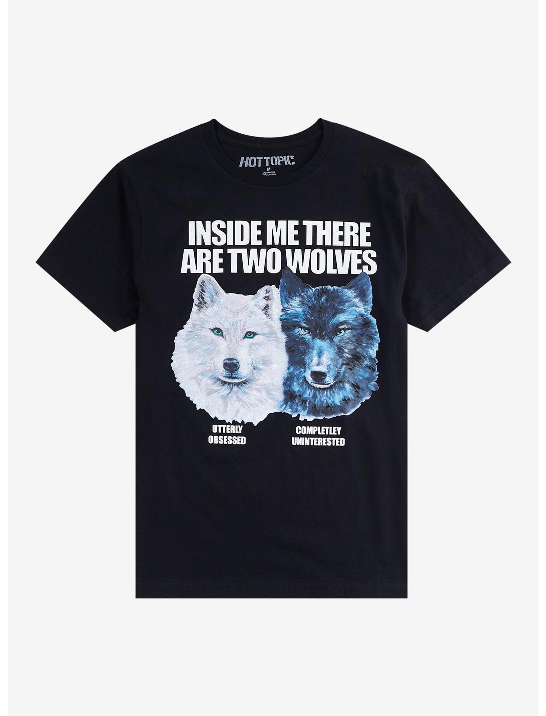 Inside Me There Are Two Wolves T-Shirt, BLACK, hi-res