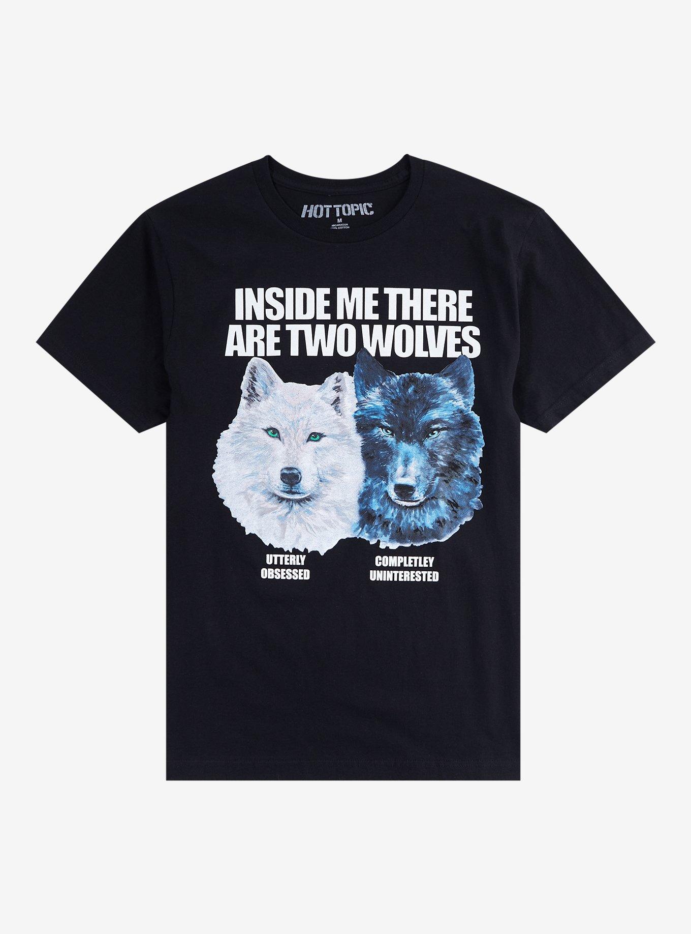 Inside Me There Are Two Wolves T-Shirt, BLACK, hi-res