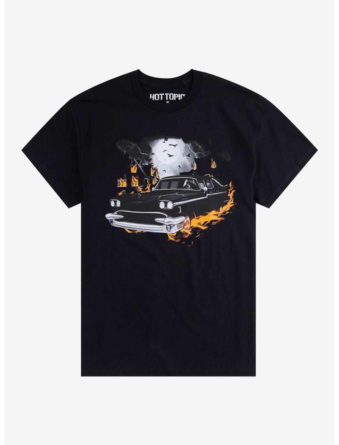 Flaming Grim Reaper Car T-Shirt, BLACK, hi-res