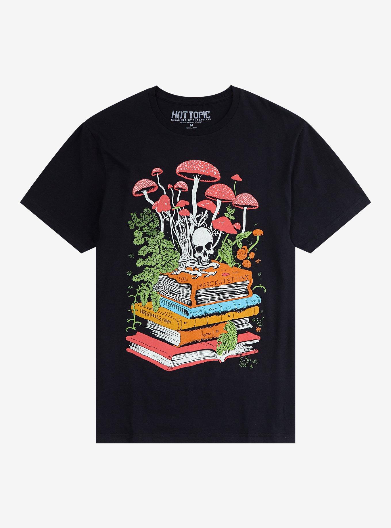 Skull Book Stack T-Shirt By Inner Monster