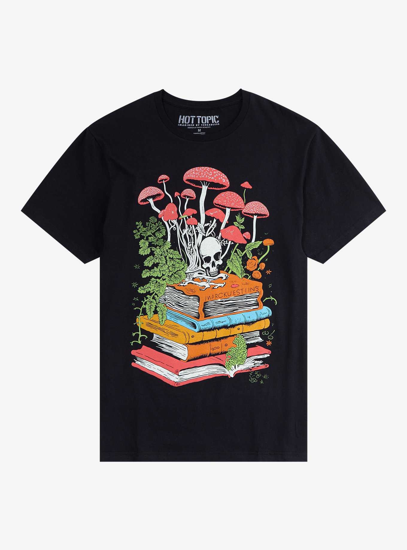 Skull Book Stack T-Shirt By Inner Monster, , hi-res