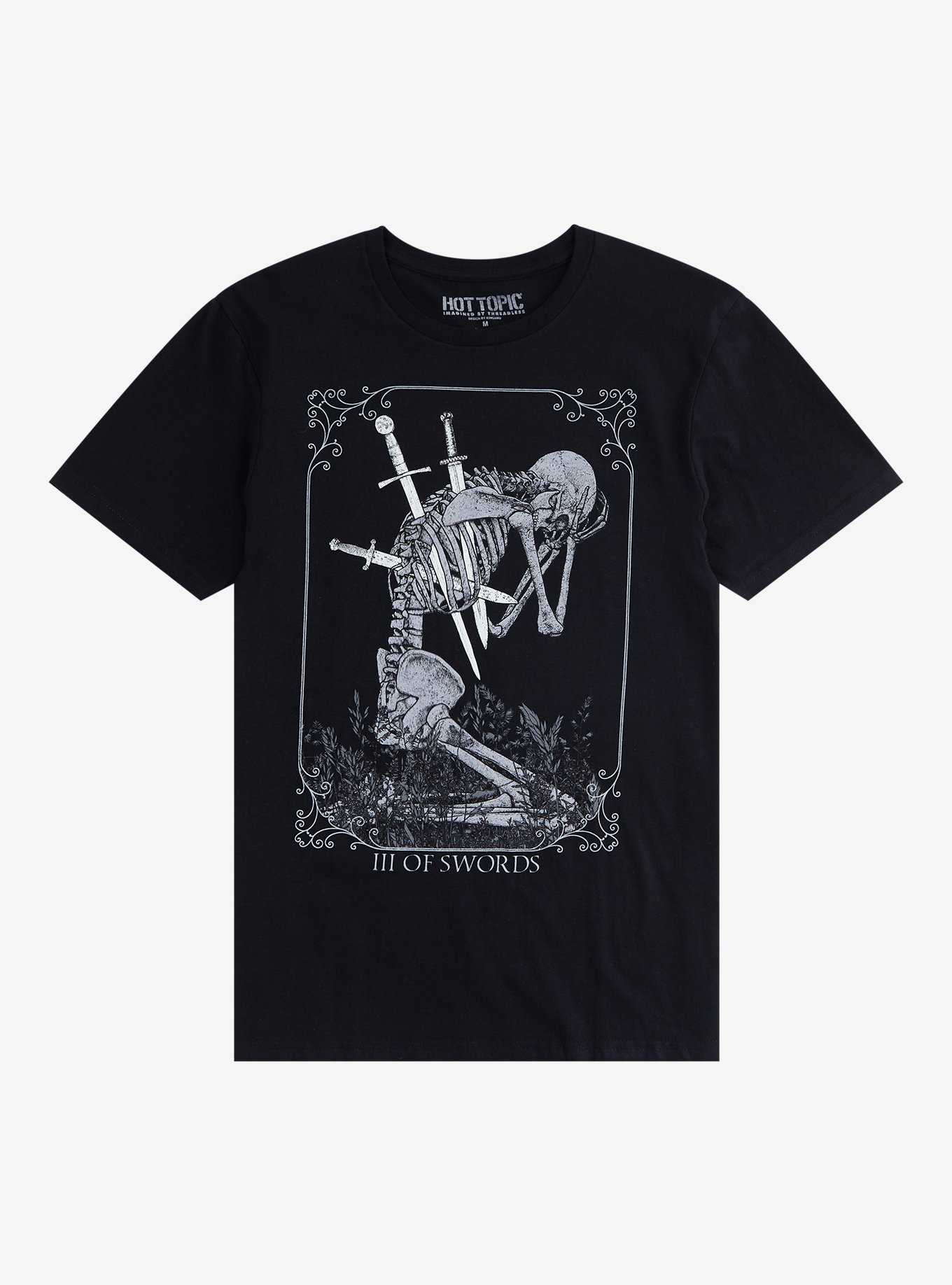 Three Of Swords Skeleton T-Shirt By Kingamu, , hi-res
