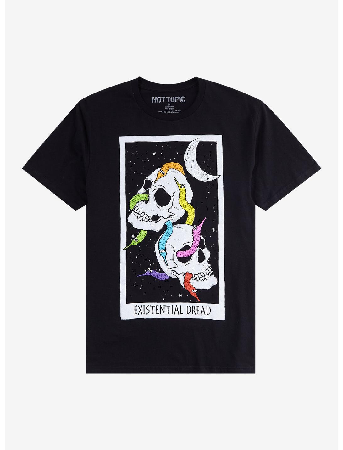 Squiggle Worms Existential Dread Skulls T-Shirt, BLACK, hi-res