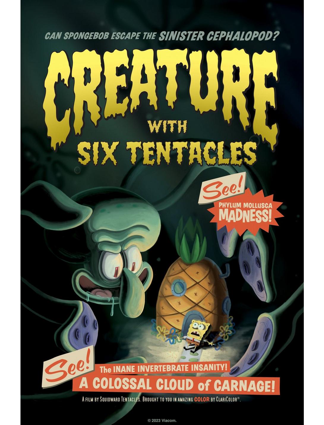 SpongeBob SquarePants Creature With Six Tentacles Poster, WHITE, hi-res
