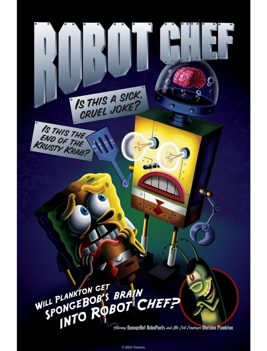 SpongeBob SquarePants Robot Chef Poster, WHITE, hi-res