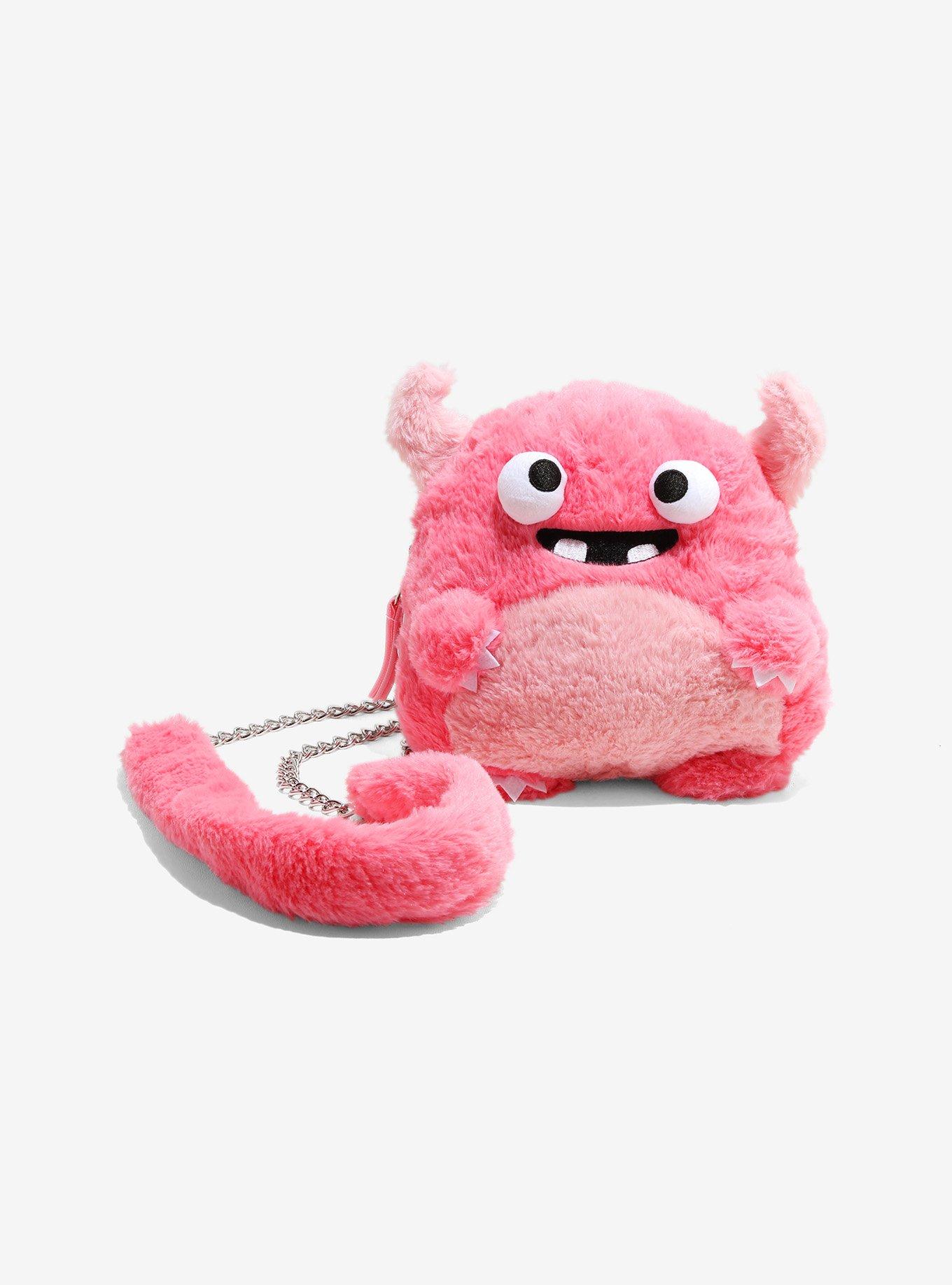 Pink Fuzzy Monster Plush Crossbody Bag