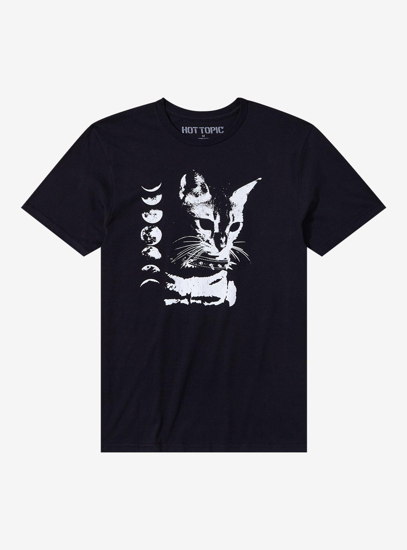Cat Moon Phase T-Shirt, BLACK, hi-res