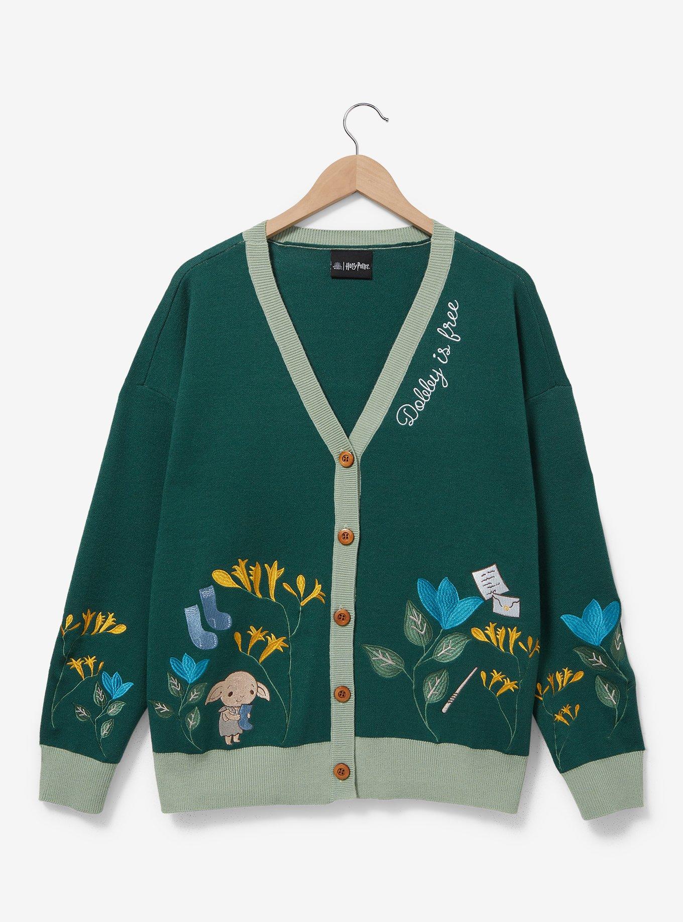 Harry Potter Dobby Floral Cardigan Plus Size, AQUA GREEN, hi-res