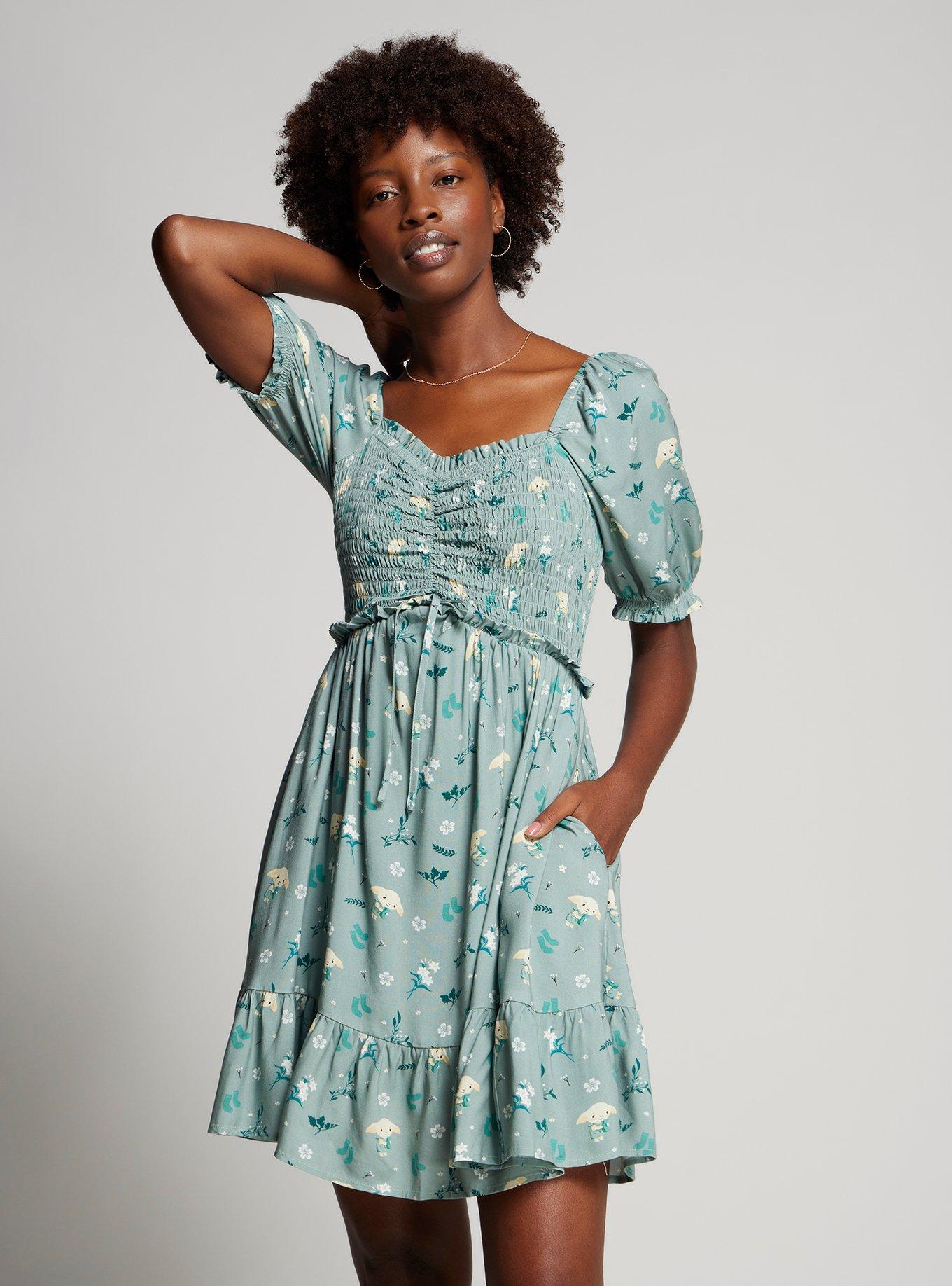 Harry Potter Dobby Floral Allover Print Smock Dress | Her Universe