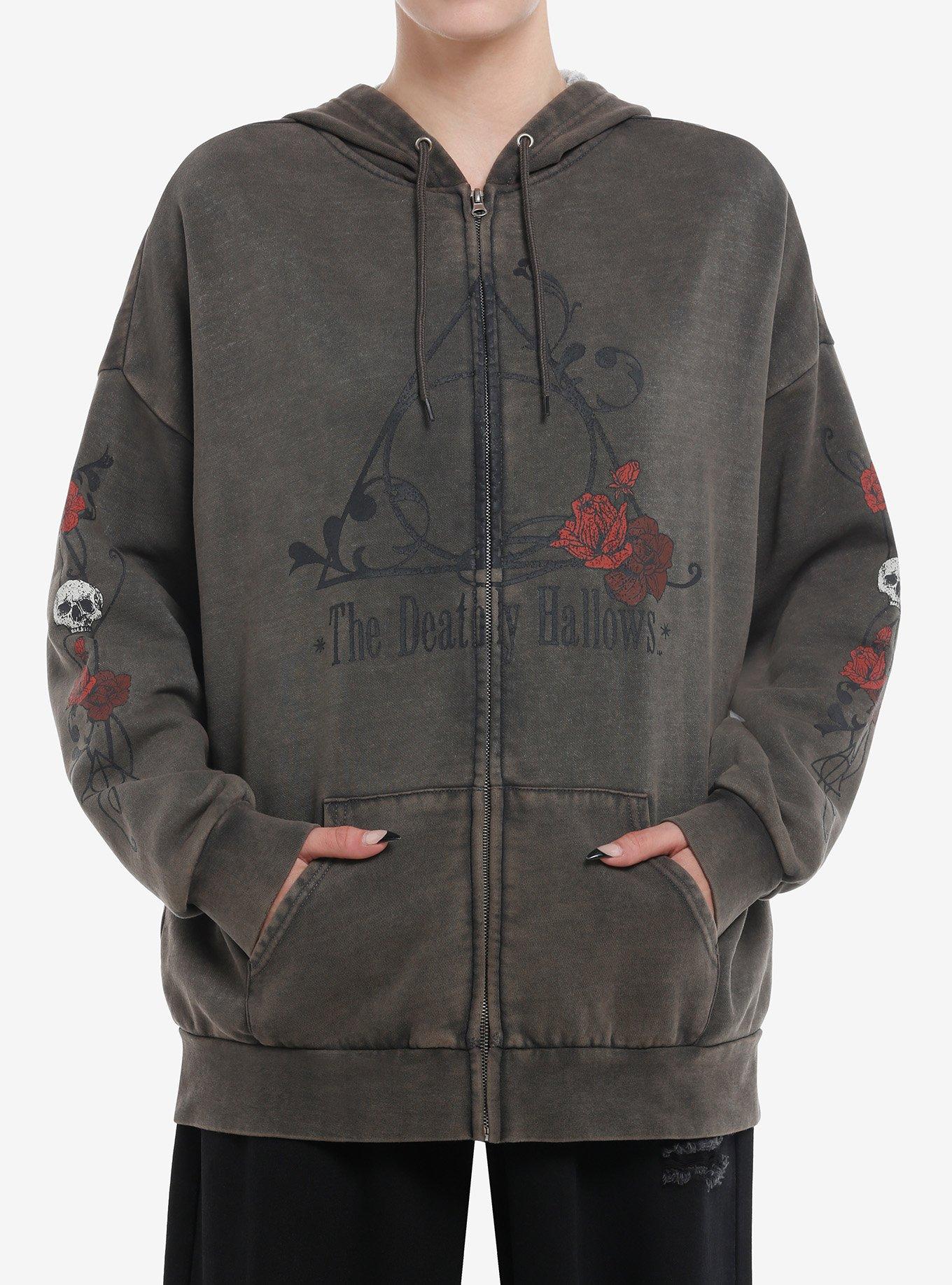 Harry Potter Deathly Hallows Flowers Wash Hoodie, , hi-res