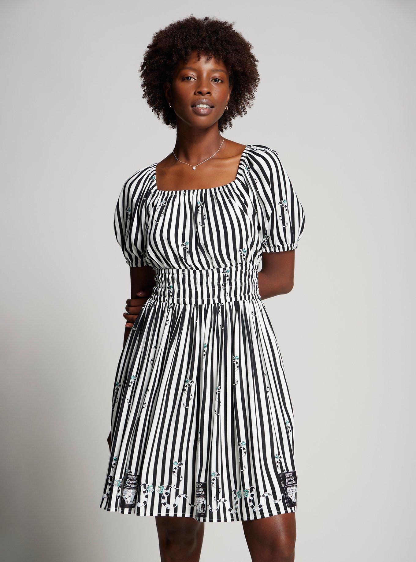 Beetlejuice Sandworm Allover Print Stripe Dress | Her Universe display picture 1