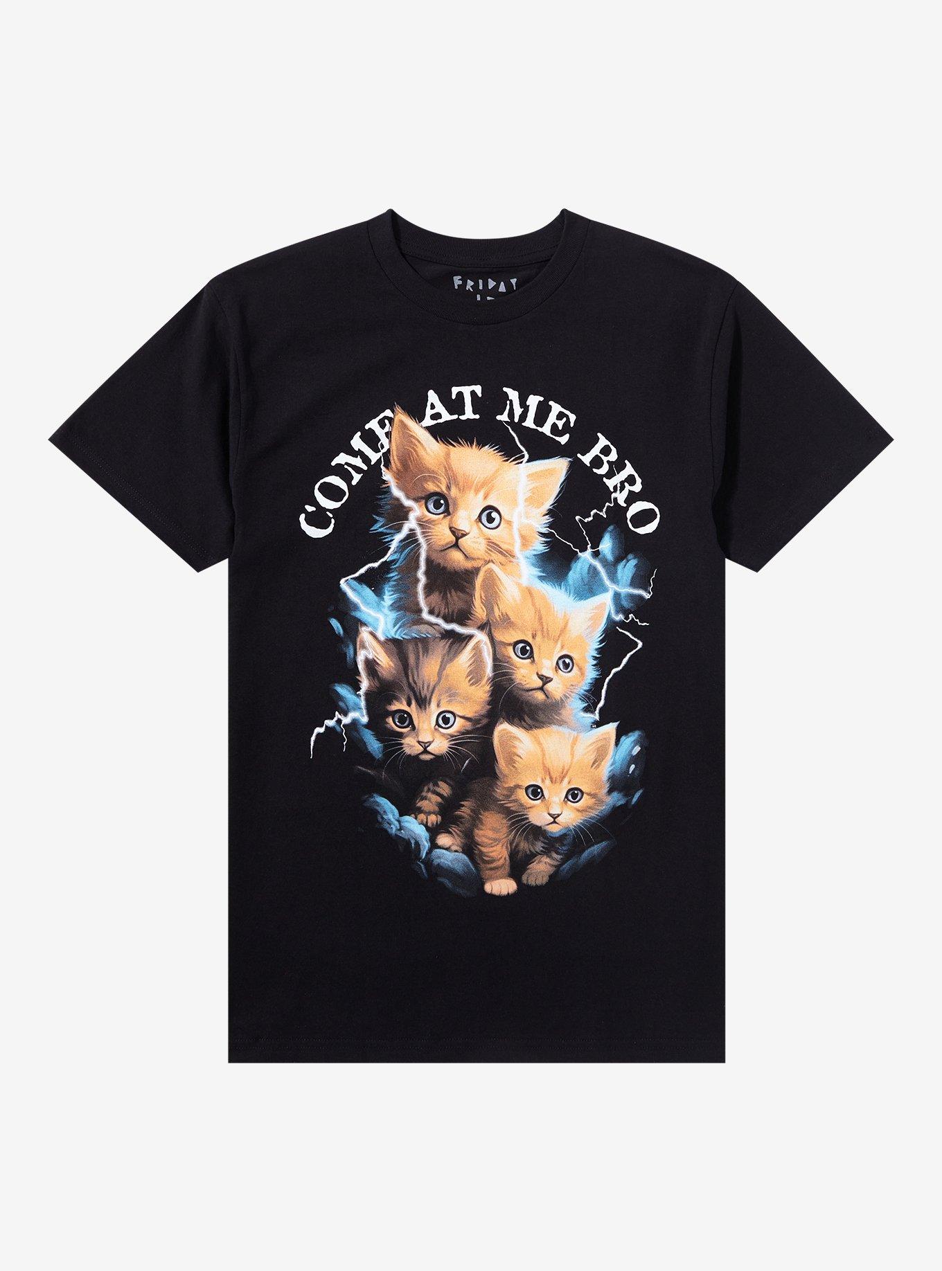 Come At Me Bro Kitten T-Shirt By Friday Jr, BLACK, hi-res