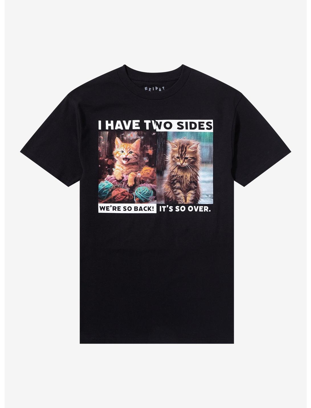 I Have Two Sides Cat T-Shirt By Friday Jr, BLACK, hi-res