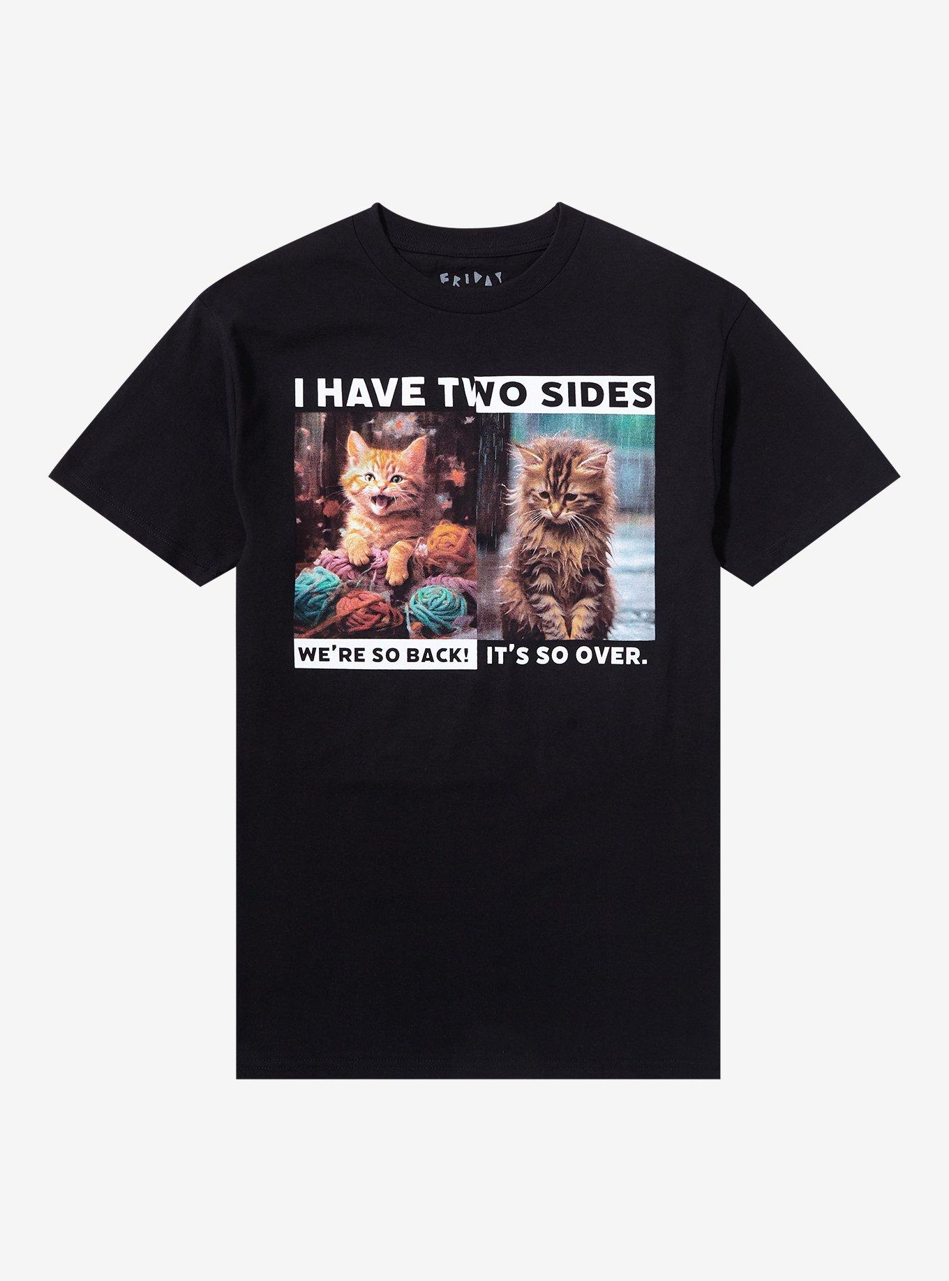 I Have Two Sides Cat T-Shirt By Friday Jr, BLACK, hi-res