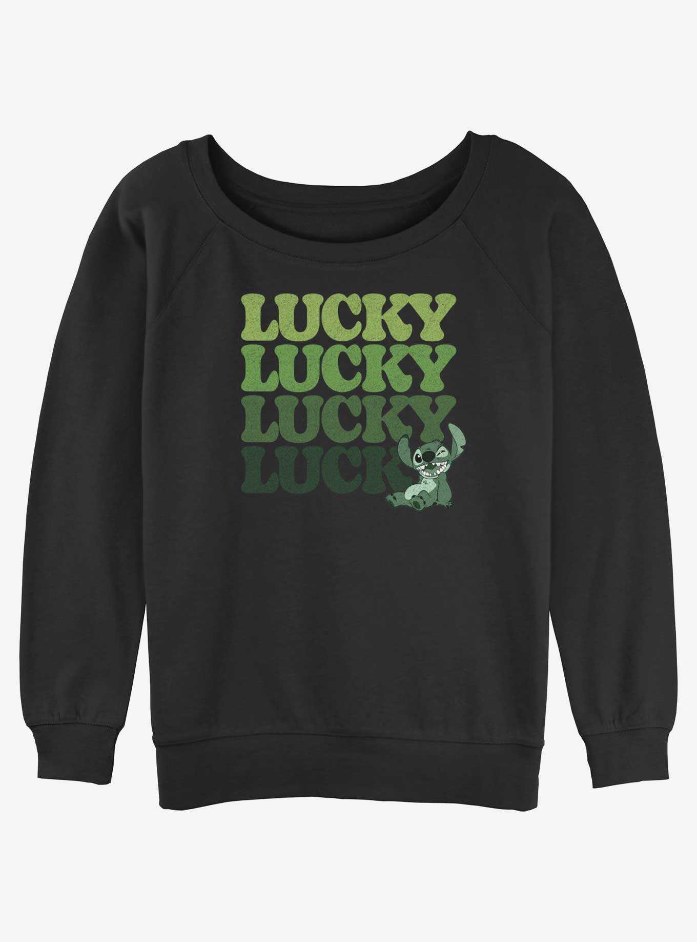 Disney Lilo & Stitch Lucky Stitch Girls Slouchy Sweatshirt, , hi-res