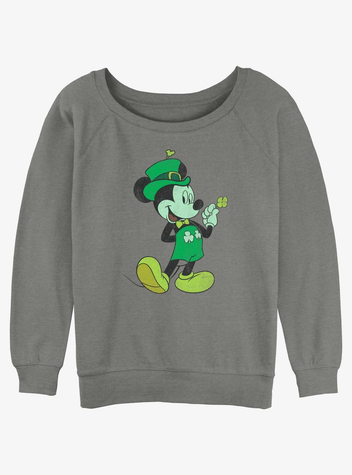 Disney Mickey Mouse Lucky Mickey Girls Slouchy Sweatshirt, GRAY HTR, hi-res