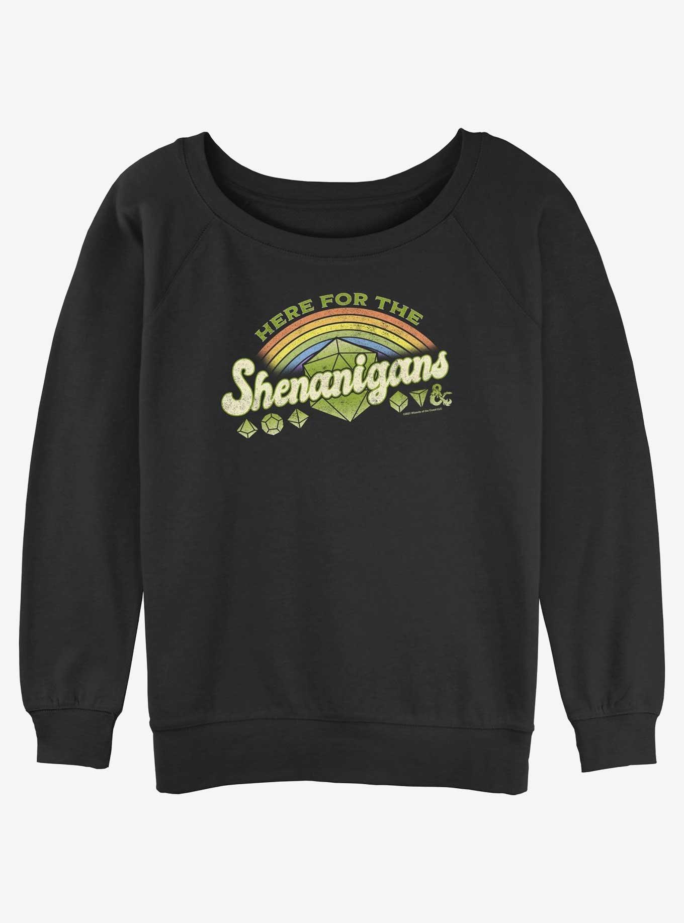 Dungeons & Dragons Here For Shenanigans Girls Slouchy Sweatshirt, BLACK, hi-res