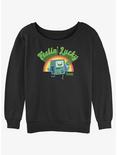Adventure Time Lucky BMO Girls Slouchy Sweatshirt, BLACK, hi-res