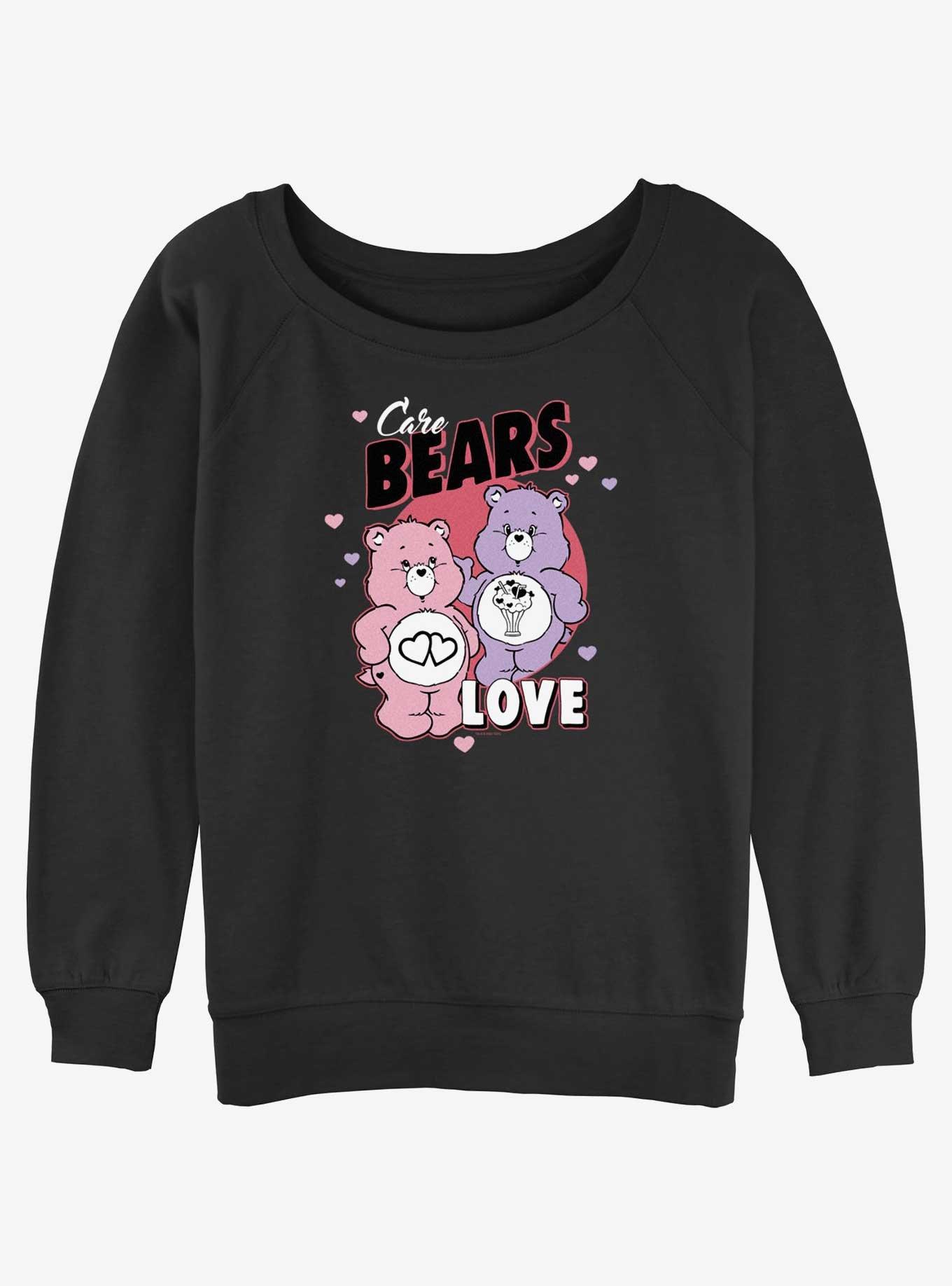Care Bears Love-a-Lot and Share Bear Love Girls Slouchy Sweatshirt, BLACK, hi-res