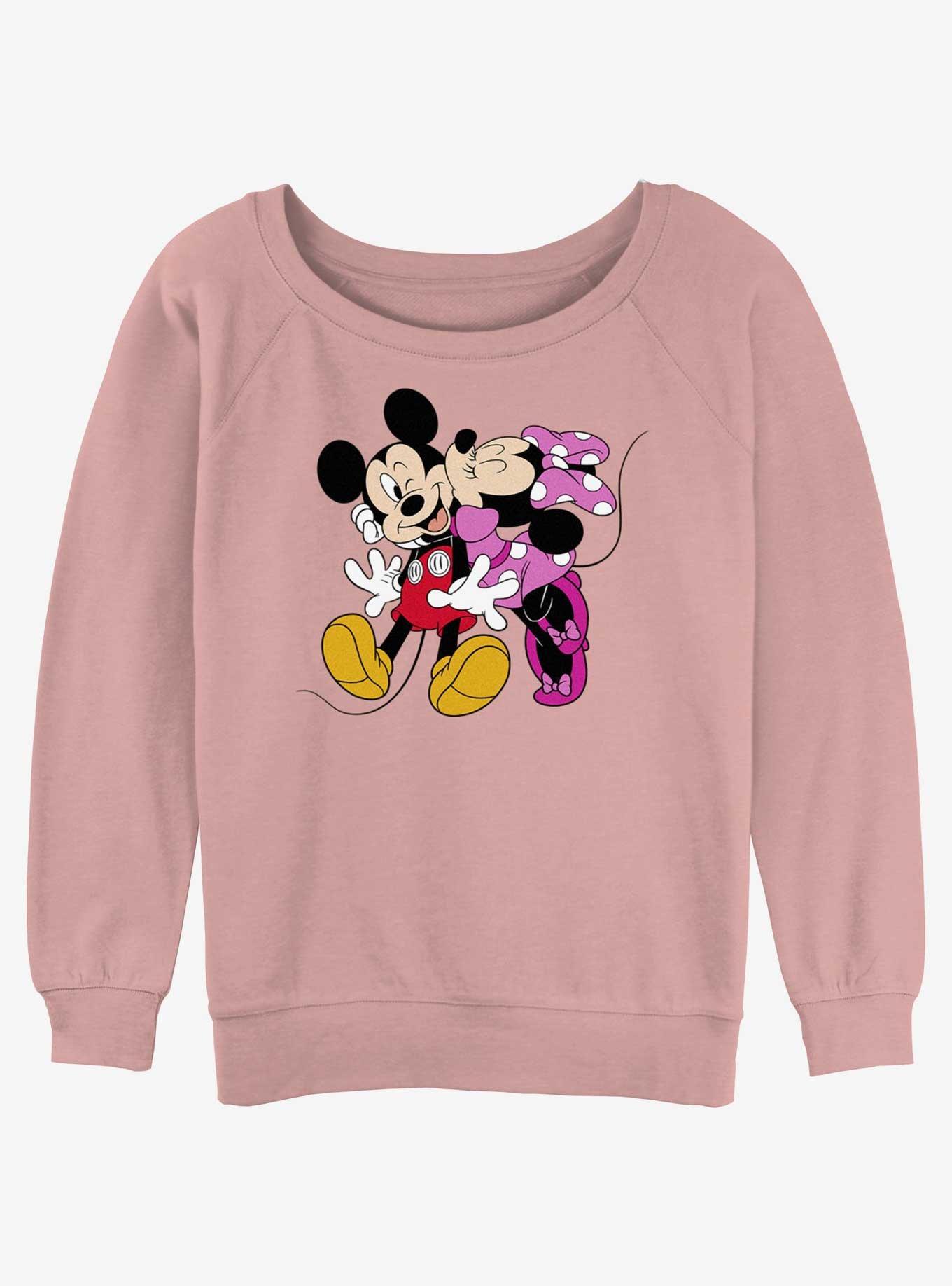 Disney Mickey Mouse & Minnie Hugs Kisses Girls Slouchy Sweatshirt