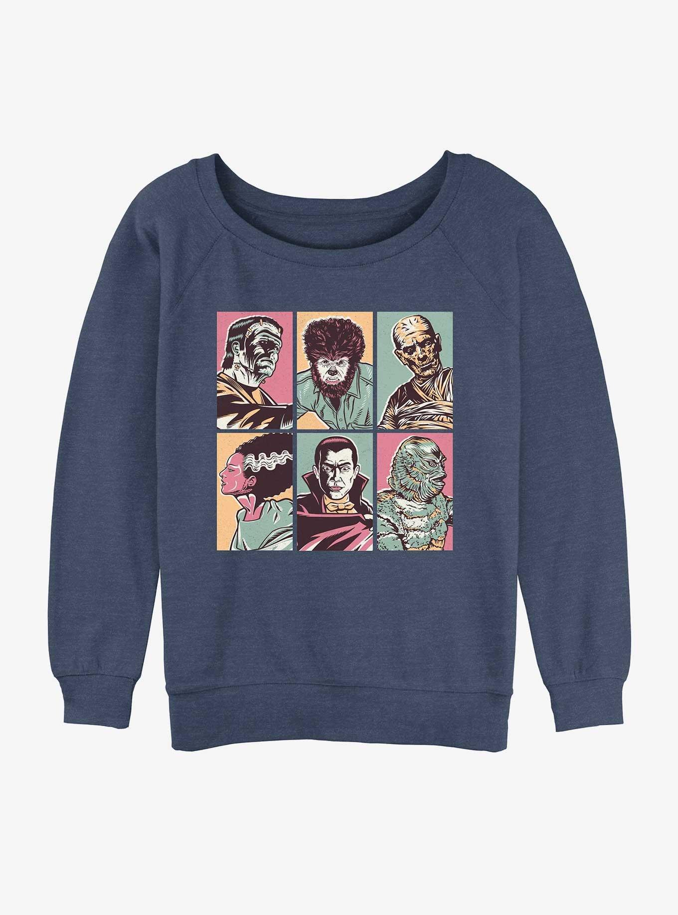 Universal Monsters Spooky Bunch Girls Slouchy Sweatshirt, BLUEHTR, hi-res