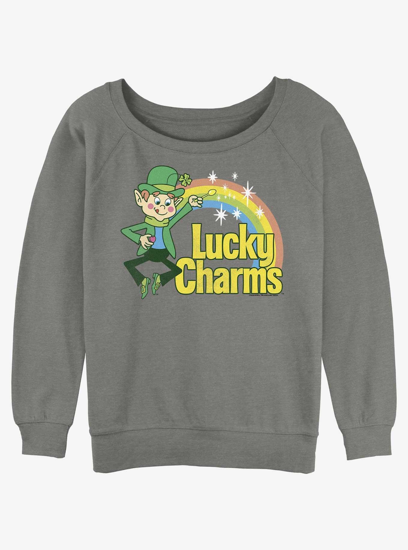 Lucky Charms Logo Girls Slouchy Sweatshirt, GRAY HTR, hi-res