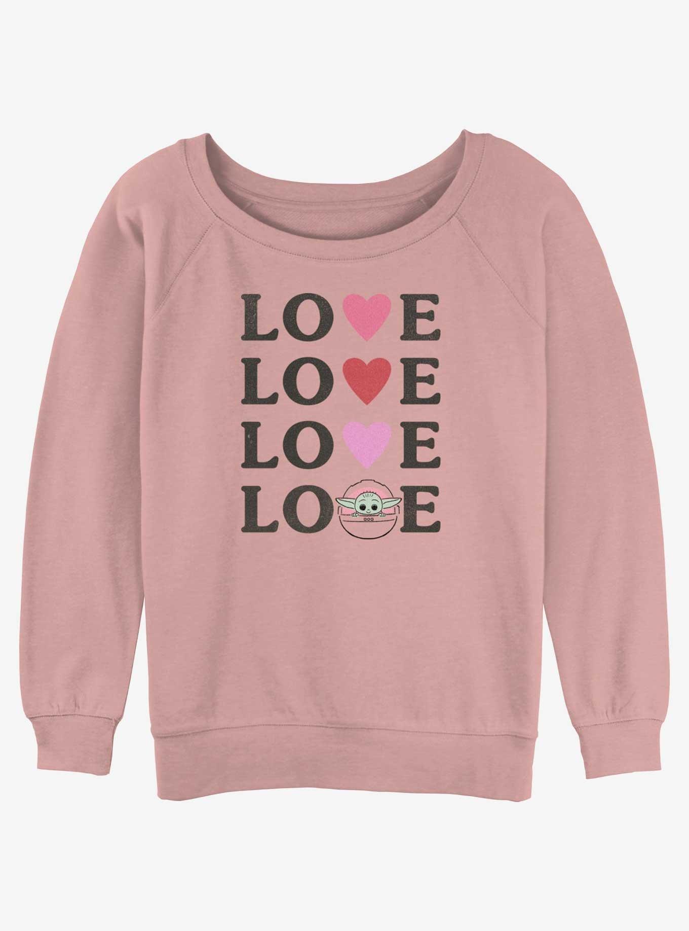 Star Wars The Mandalorian Grogu Love Girls Slouchy Sweatshirt, DESERTPNK, hi-res