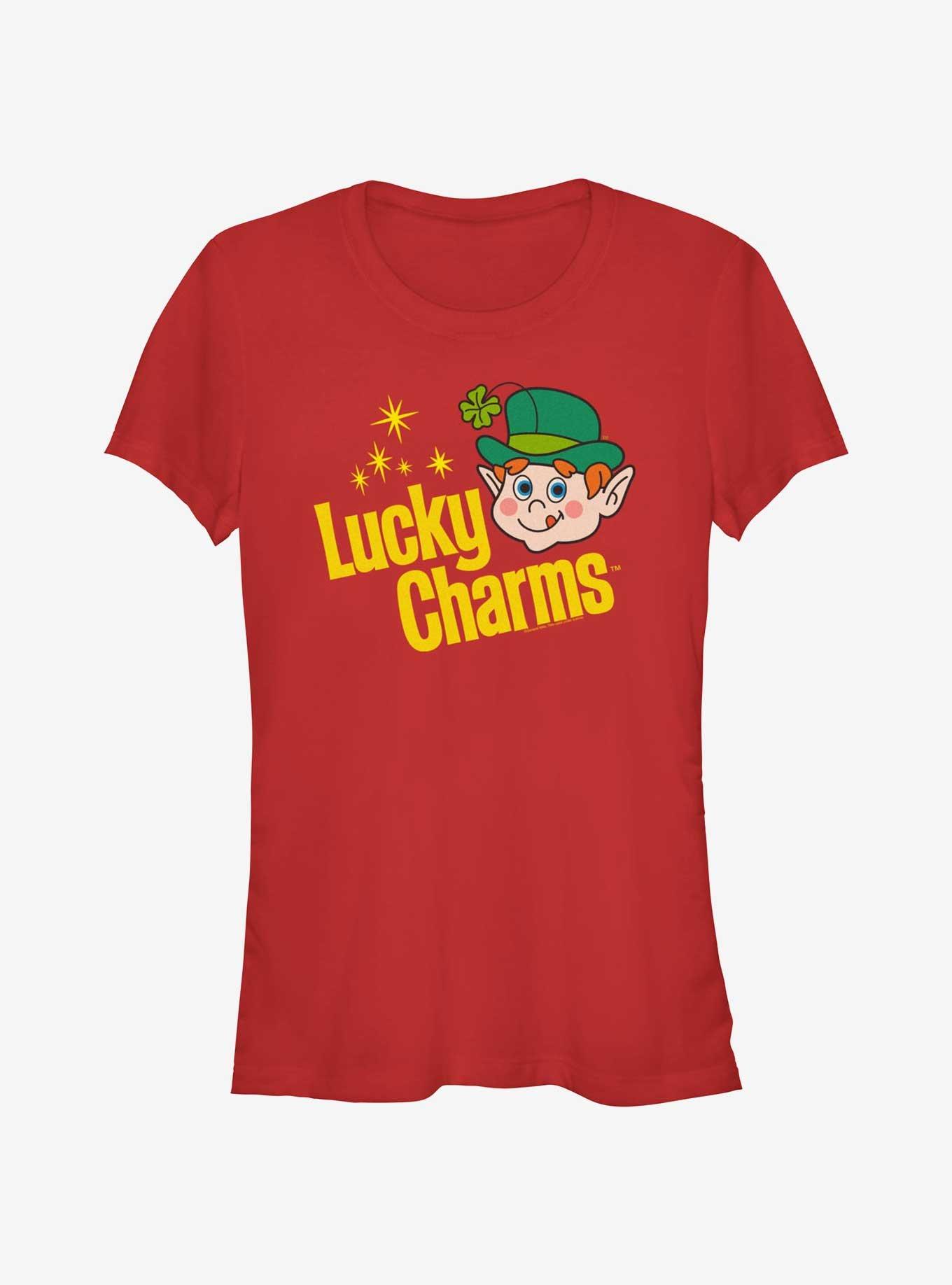 Lucky Charms Logo Retro Girls T-Shirt, RED, hi-res
