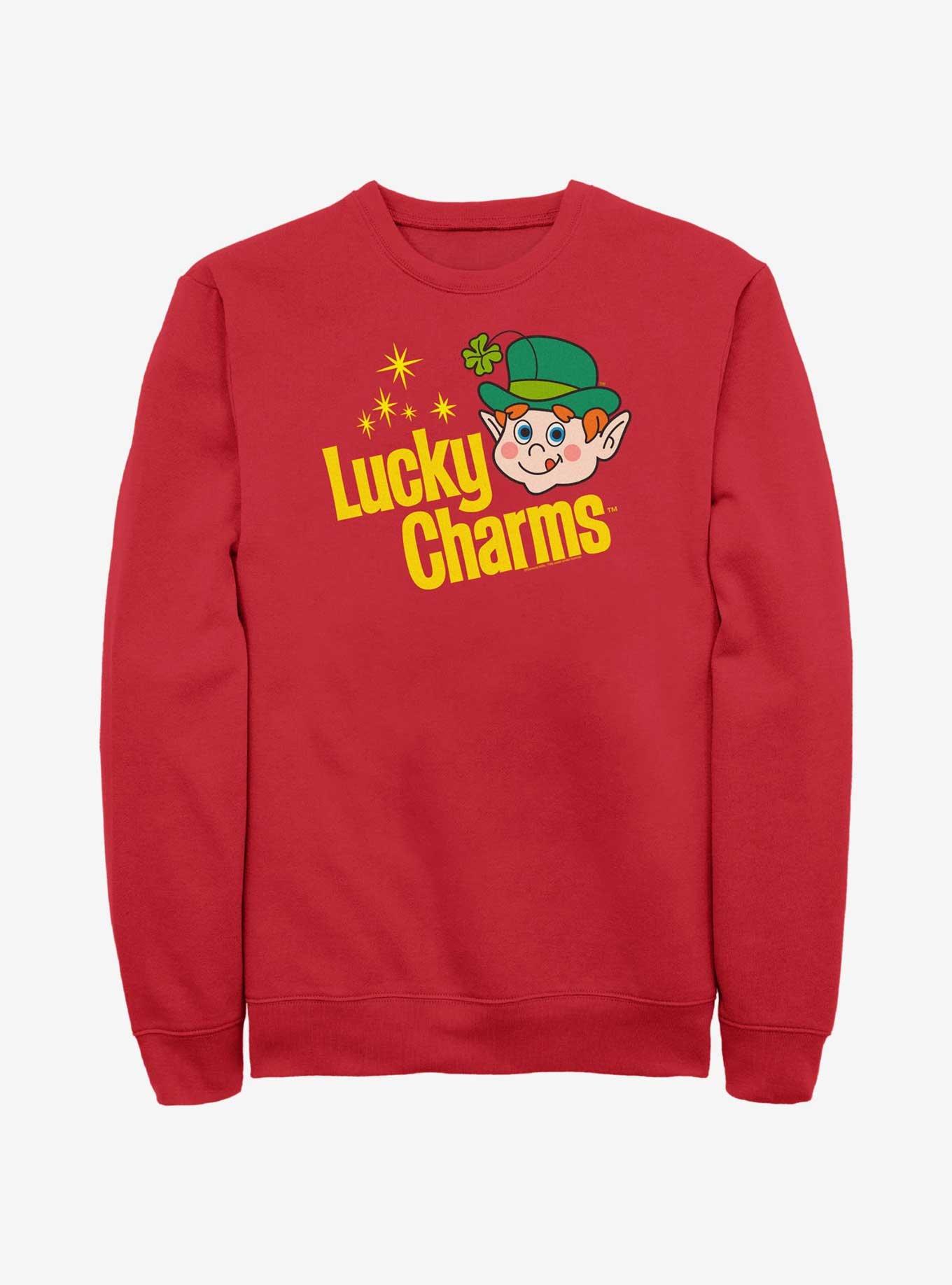 Lucky Charms Logo Retro Sweatshirt, RED, hi-res