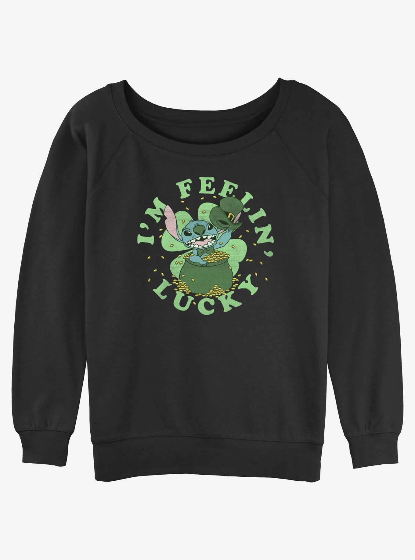 Disney Lilo & Stitch I'm Feelin Lucky Girls Slouchy Sweatshirt, , hi-res