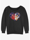 Disney The Emperor's New Groove Kronk Angel & Devil Heart Girls Slouchy Sweatshirt, BLACK, hi-res