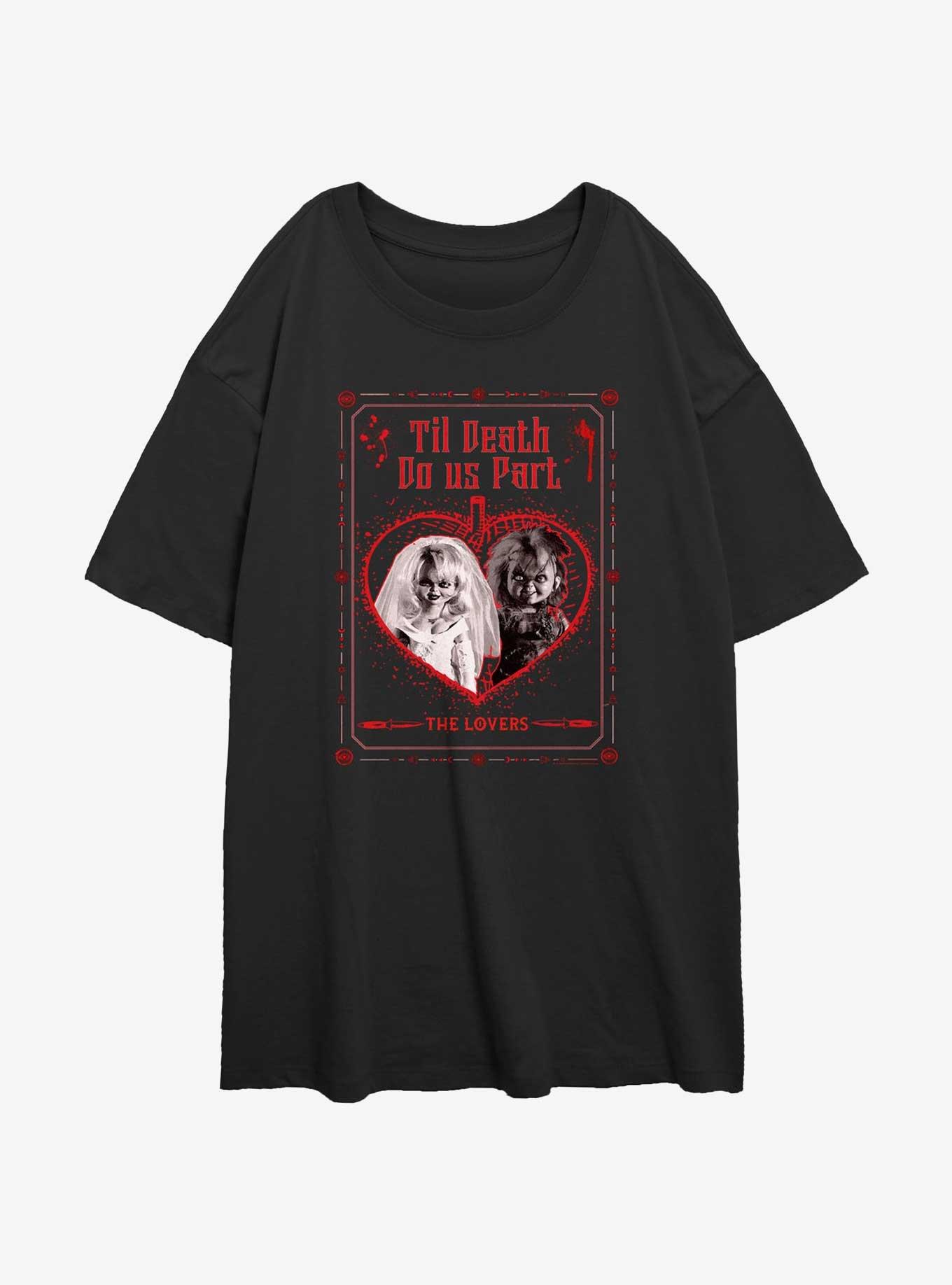 Bride of Chucky The Lovers Girls Oversized T-Shirt, BLACK, hi-res