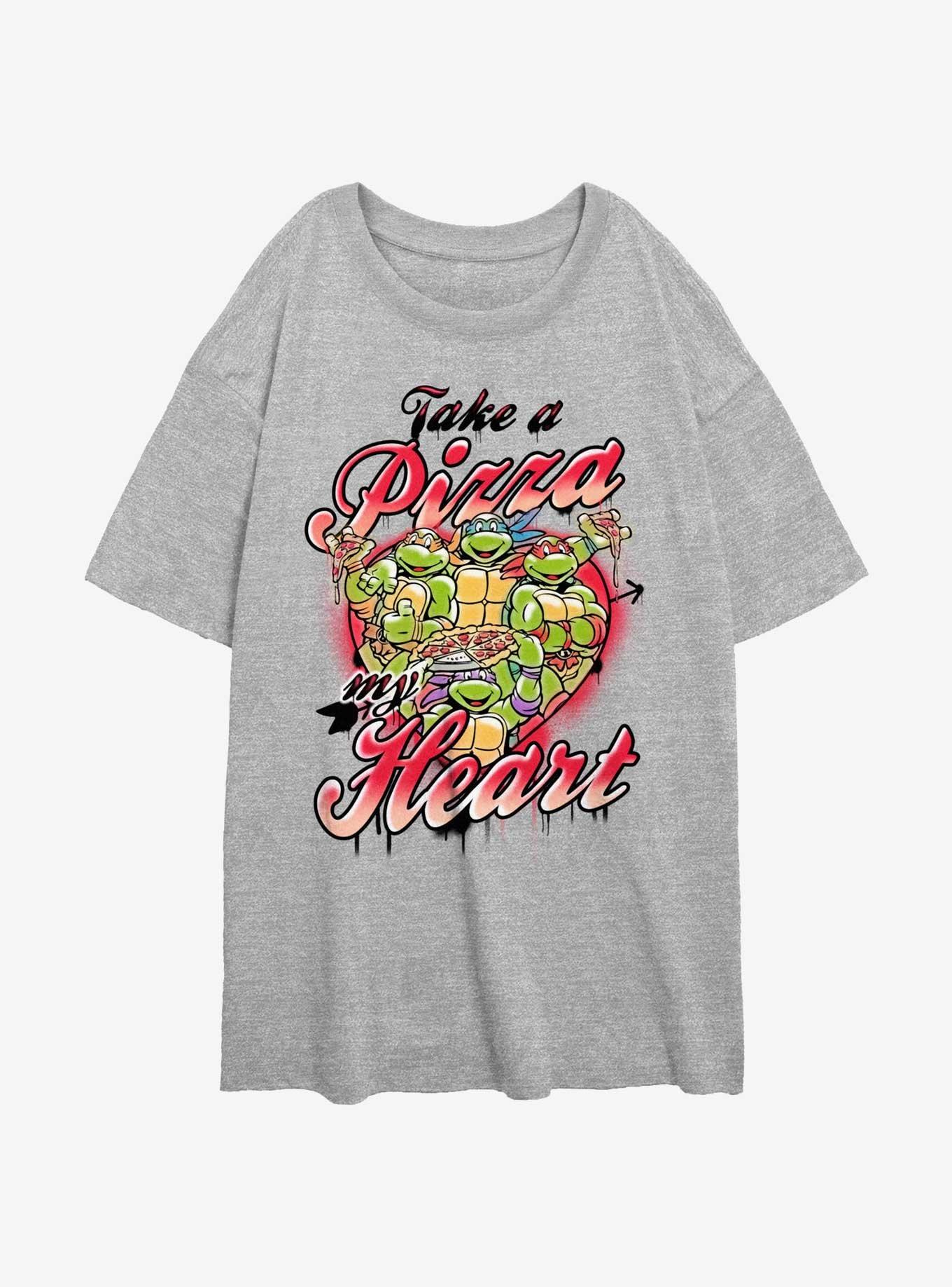 Teenage Mutant Ninja Turtles Pizza Heart Girls Oversized T-Shirt, ATH HTR, hi-res