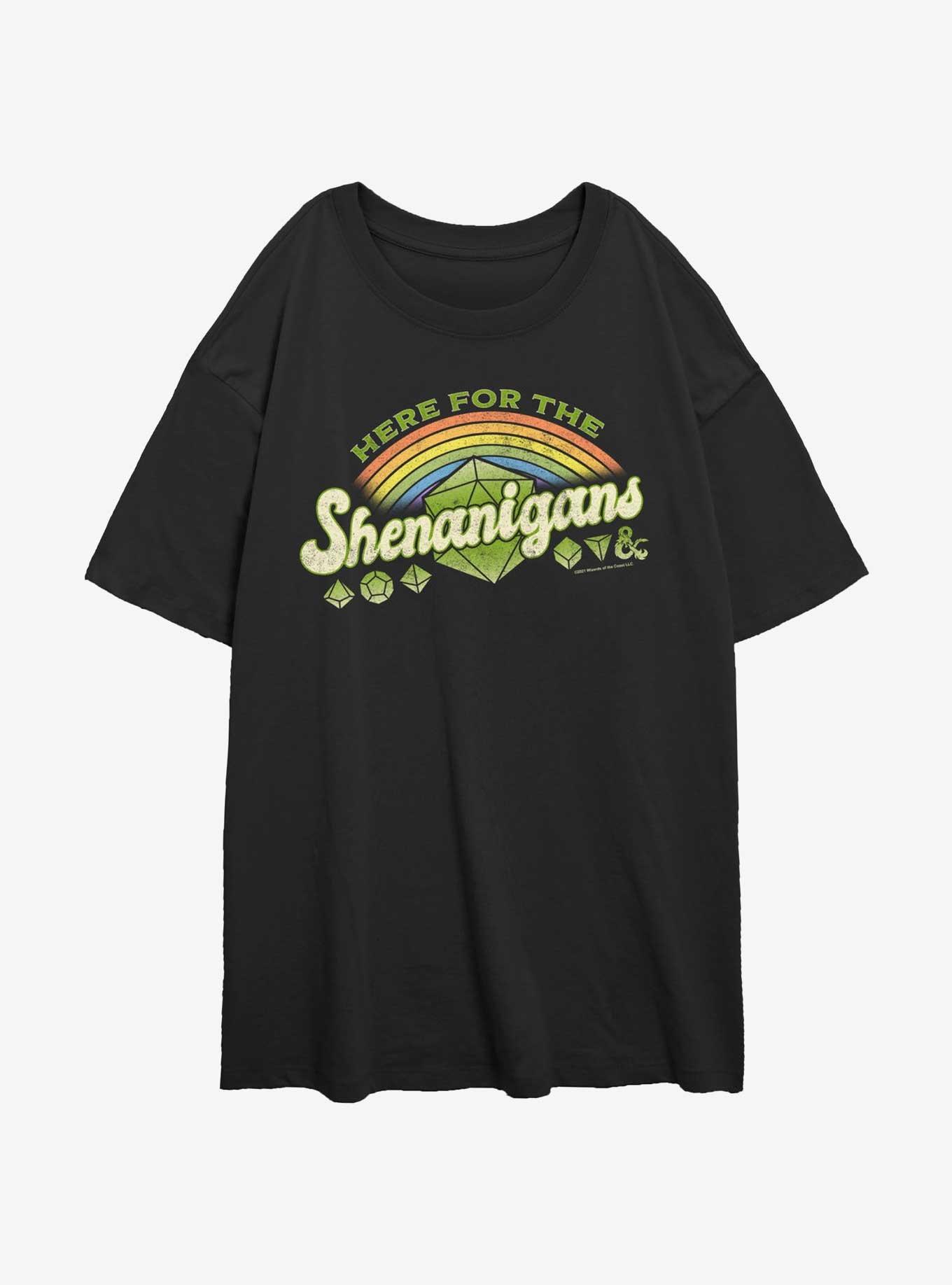 Dungeons & Dragons Here For Shenanigans Girls Oversized T-Shirt