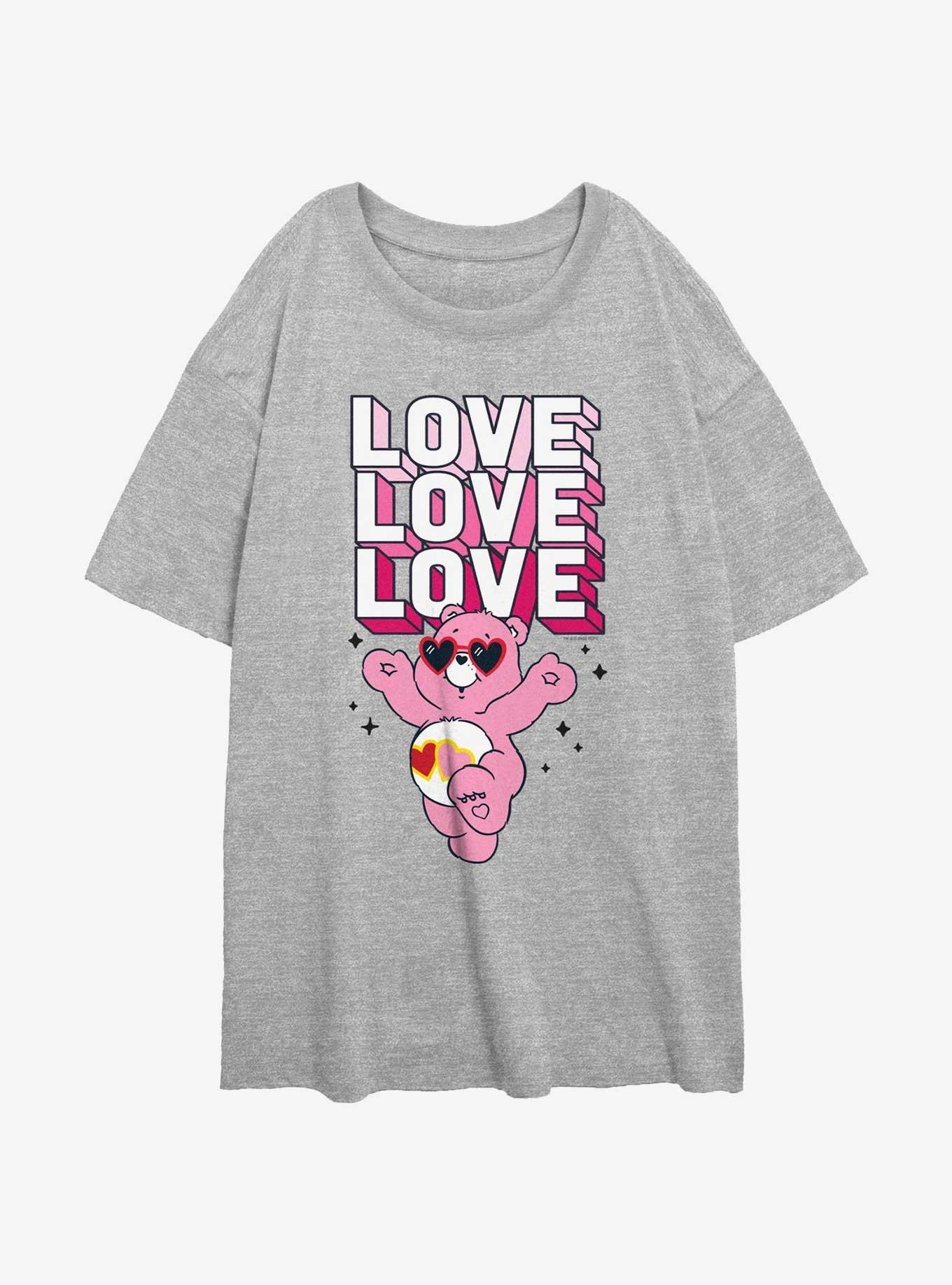 Care Bears Love-A-Lot Bear Love Stack Girls Oversized T-Shirt, , hi-res