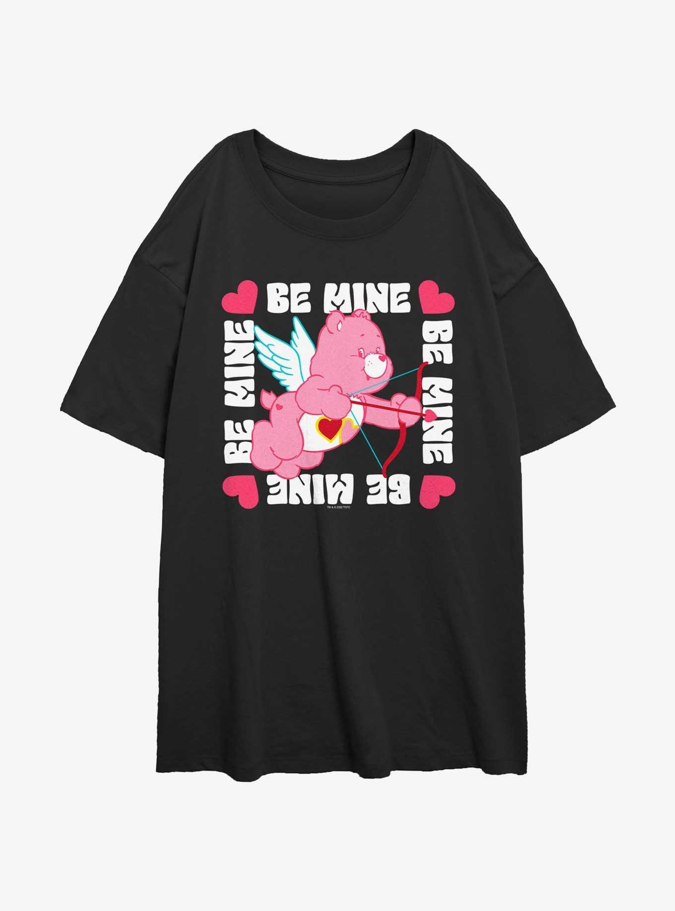 Care Bears Love-A-Lot Bear Be Mine Cupid Girls Oversized T-Shirt, BLACK, hi-res