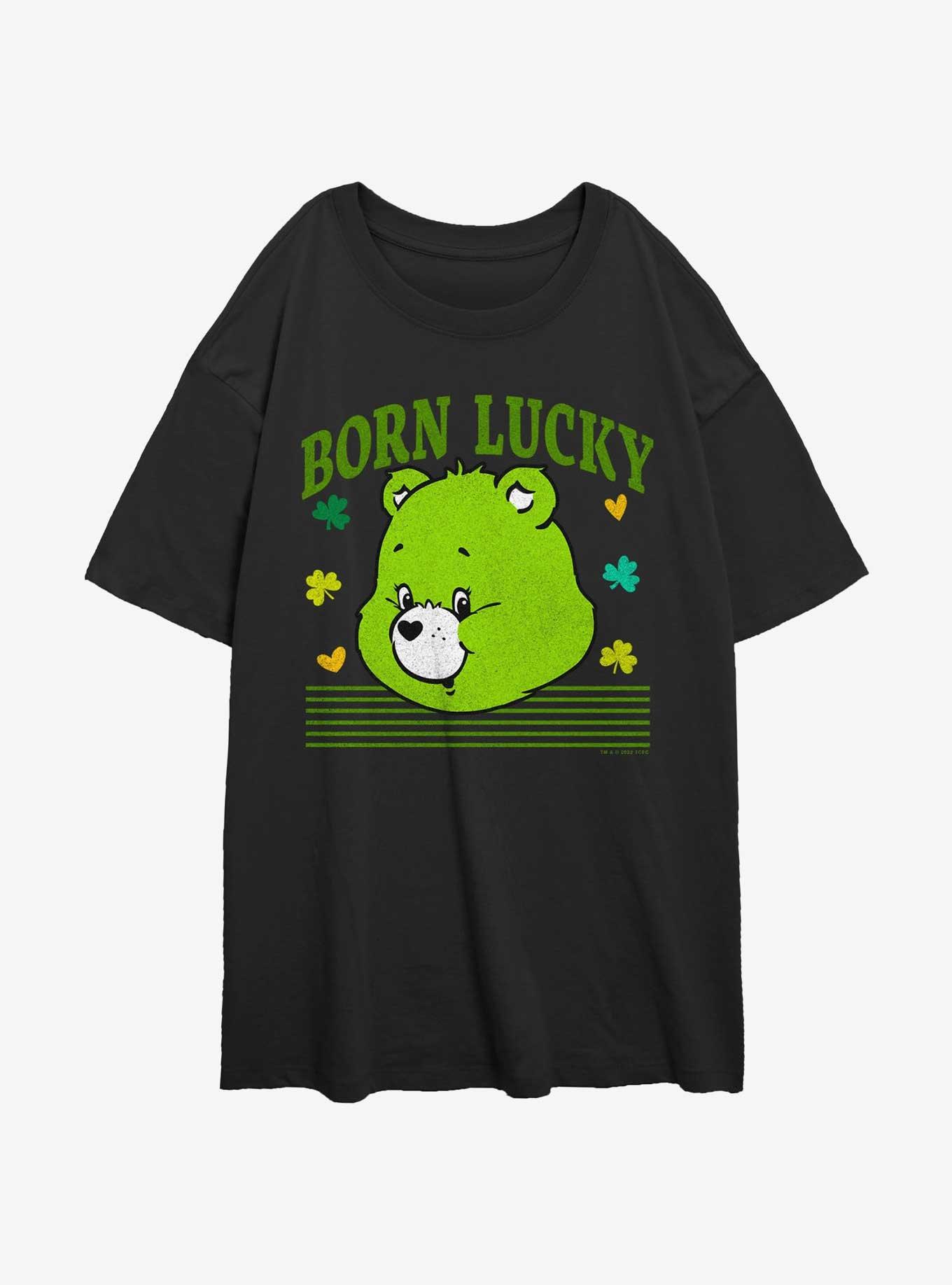 Care Bears Good Luck Bear Head Girls Oversized T-Shirt