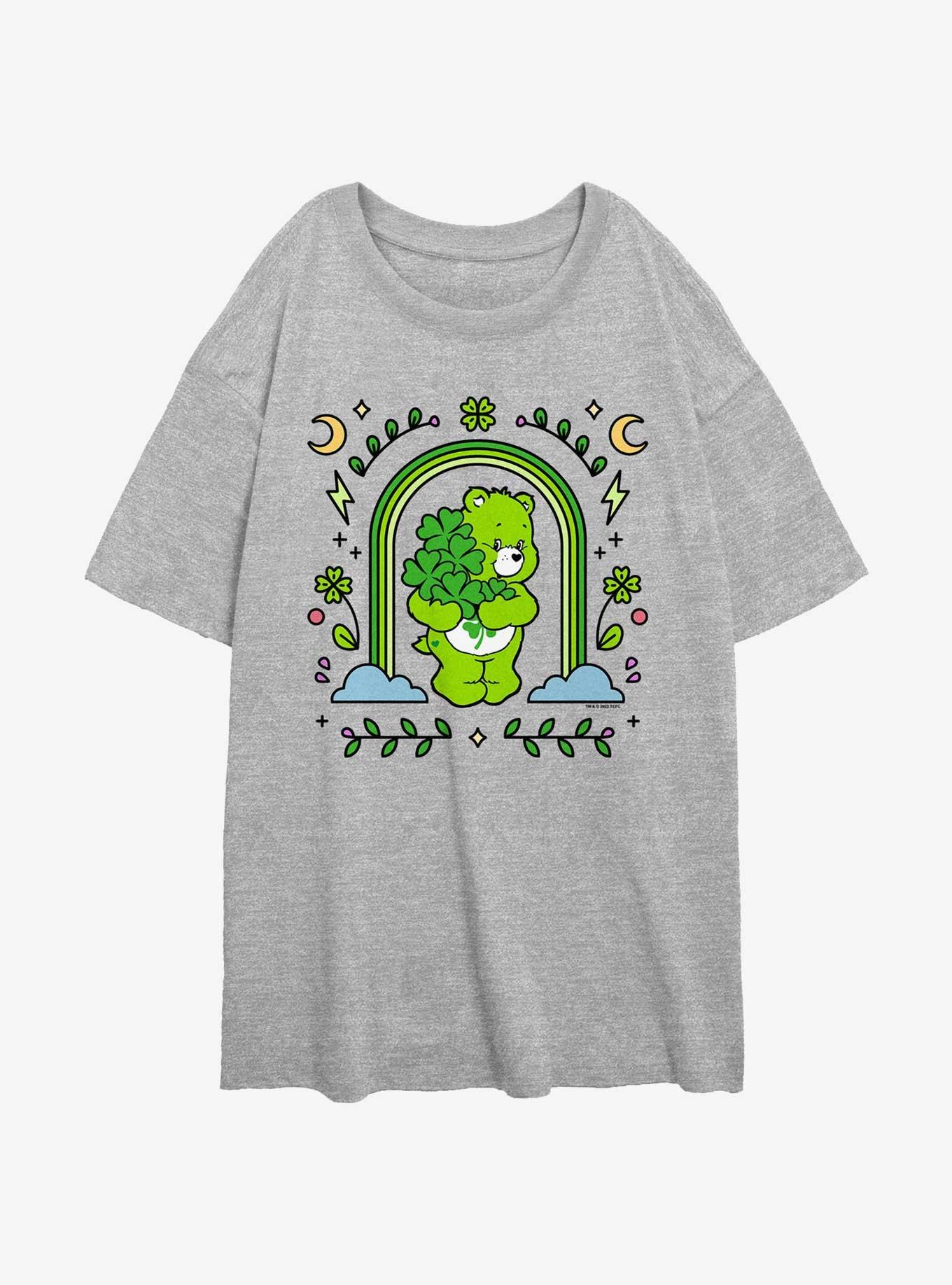 Care Bears Good Luck Bear Green Rainbow Girls Oversized T-Shirt, , hi-res