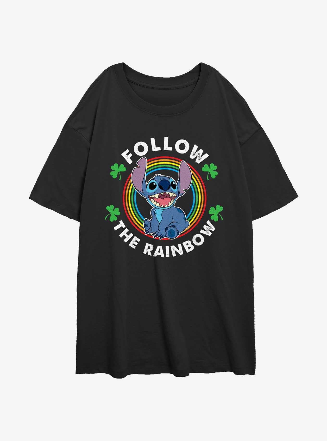 Disney Lilo & Stitch Follow The Rainbow Girls Oversized T-Shirt, , hi-res