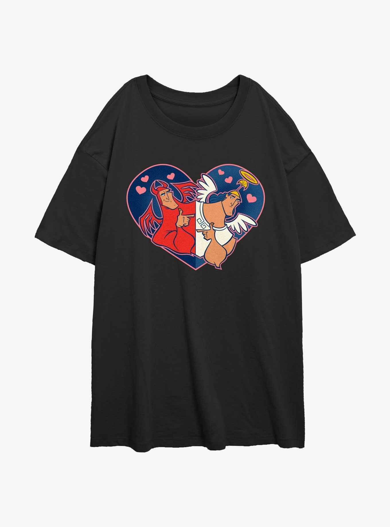 Disney The Emperor's New Groove Kronk Angel & Devil Heart Girls Oversized T-Shirt