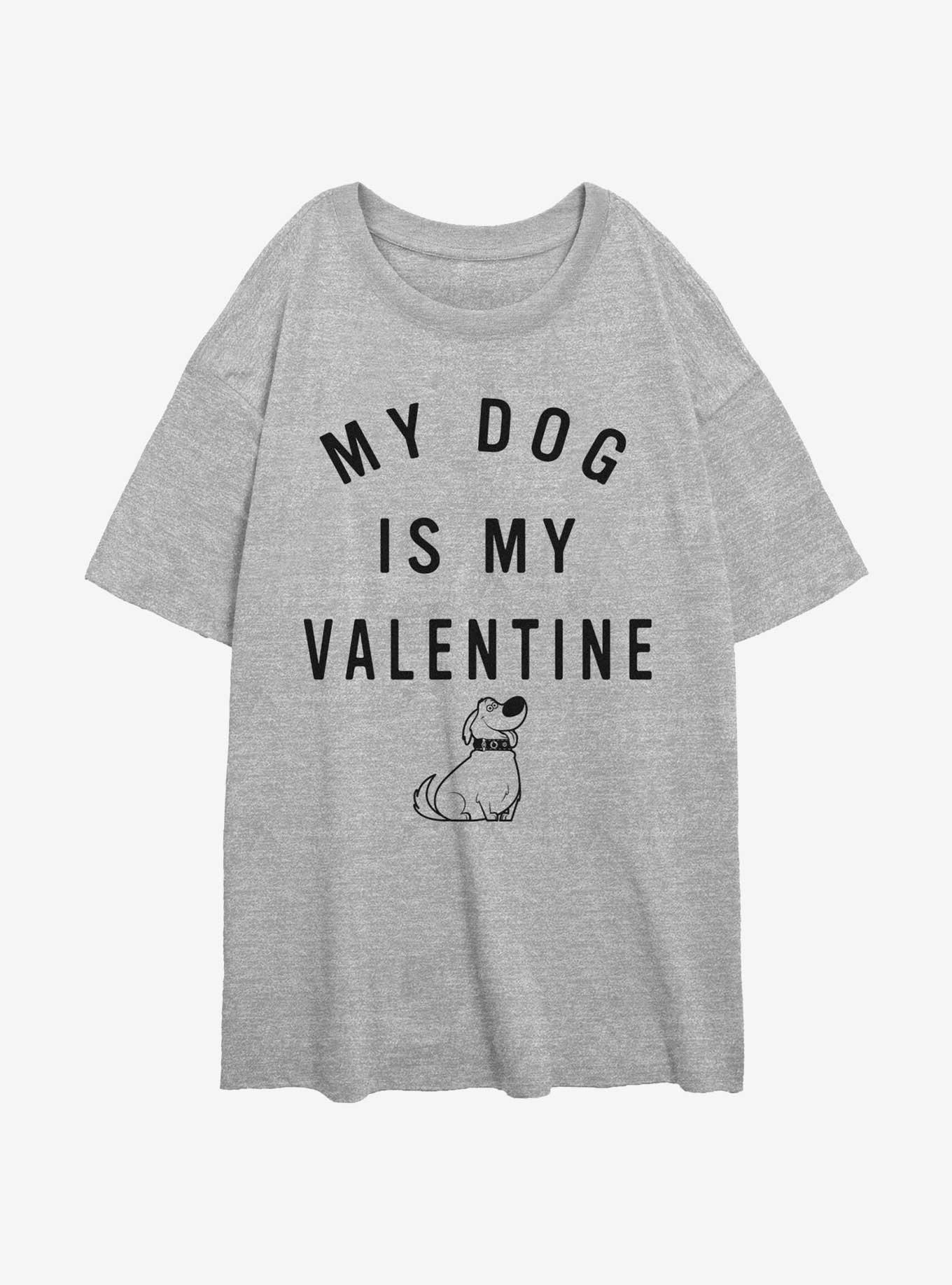 Disney Pixar Up Valentine Dug Girls Oversized T-Shirt, ATH HTR, hi-res