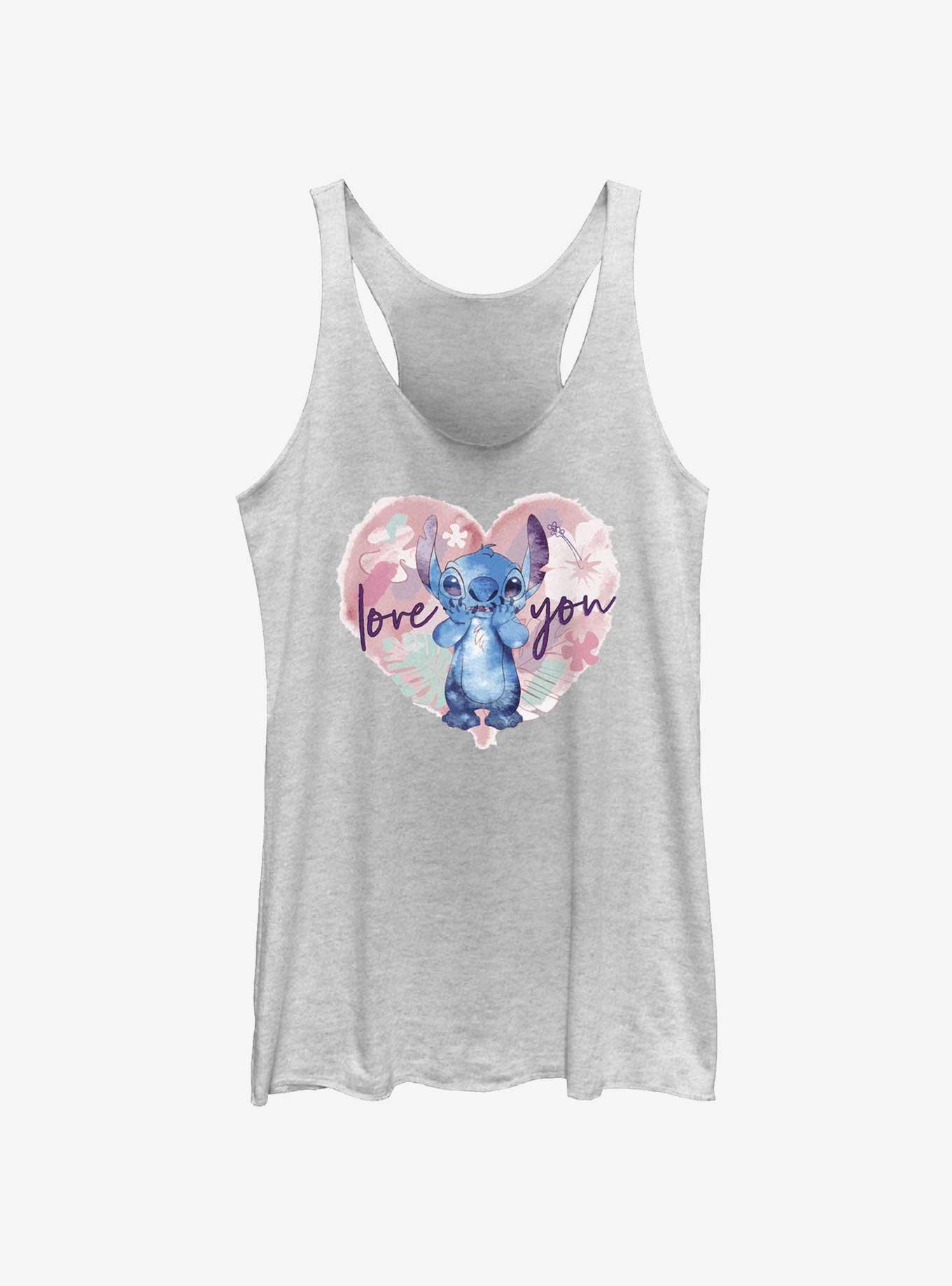 Disney Lilo & Stitch Love You Stitch Girls Tank, WHITE HTR, hi-res