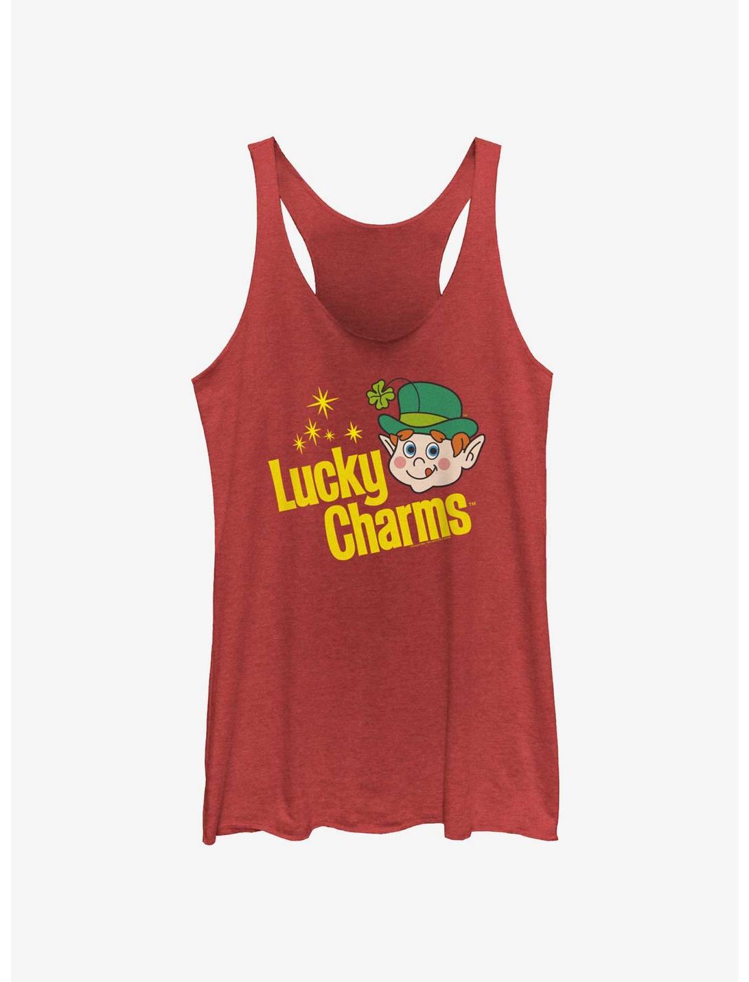 Lucky Charms Logo Retro Girls Tank, RED HTR, hi-res