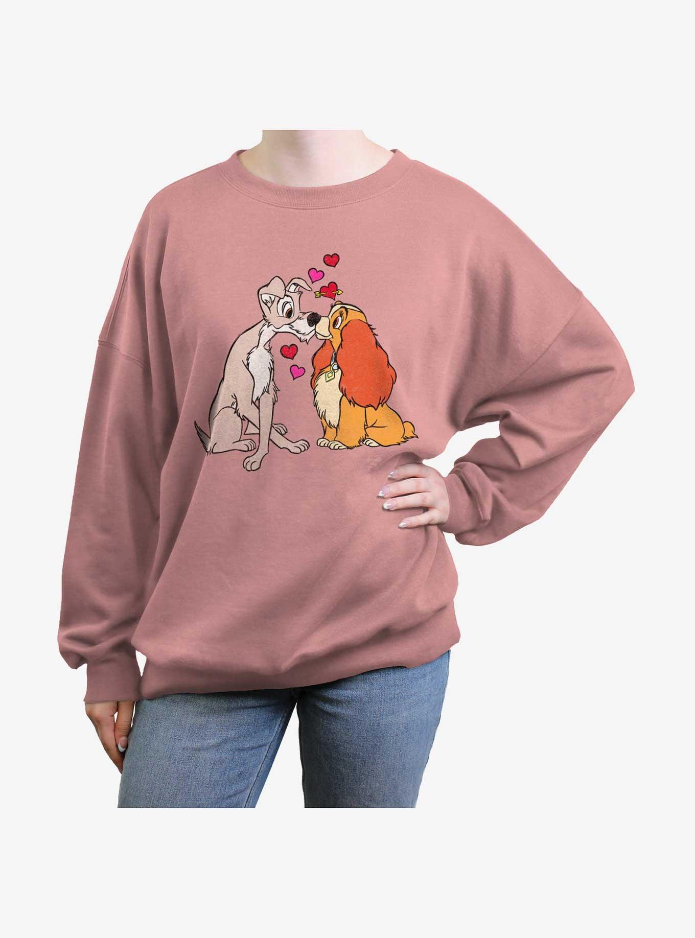 Disney Lady and the Tramp Puppy Love Girls Oversized Sweatshirt, DESERTPNK, hi-res