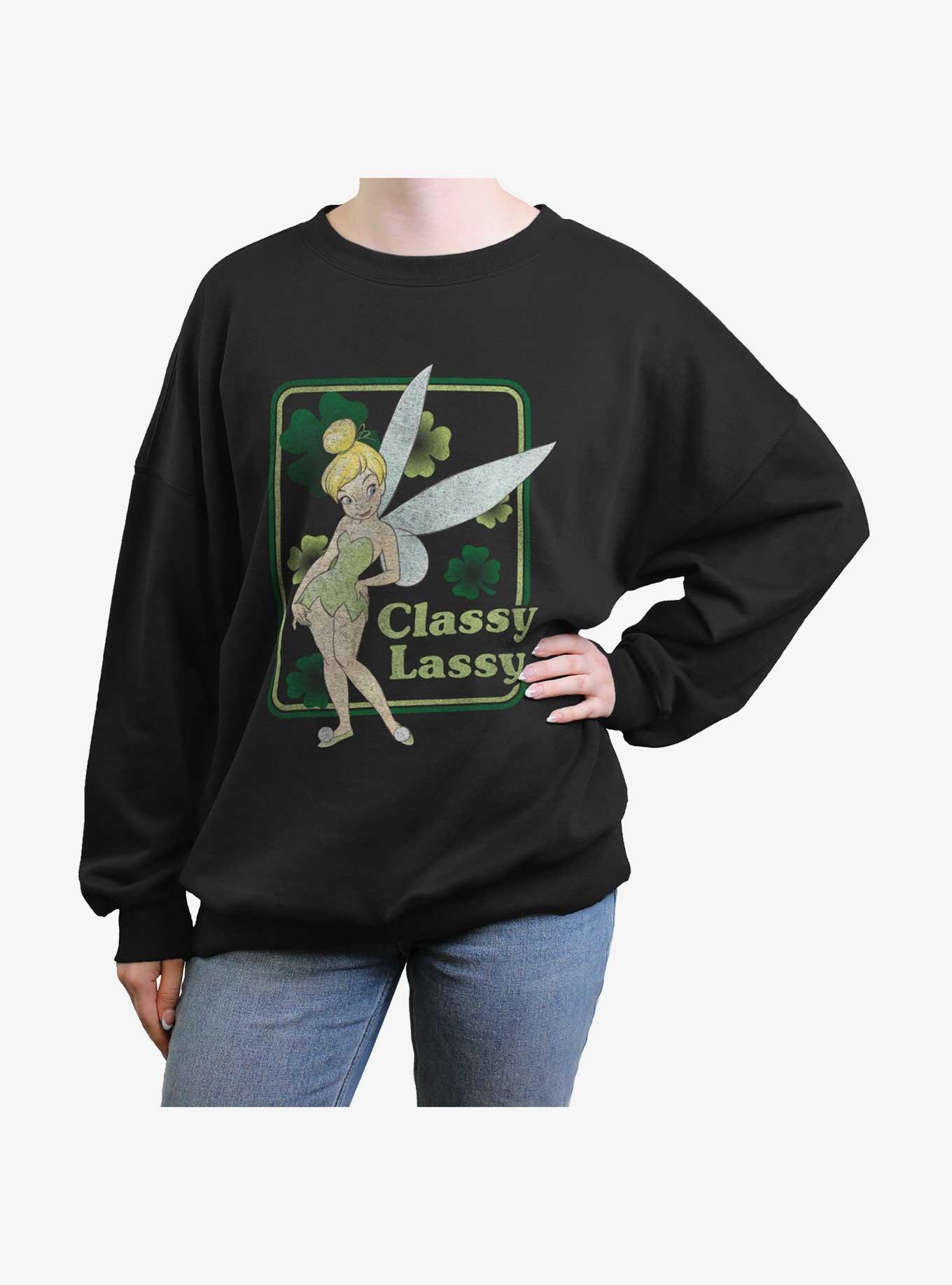 Disney Tinker Bell Classy Lassy Tink Girls Oversized Sweatshirt, BLACK, hi-res
