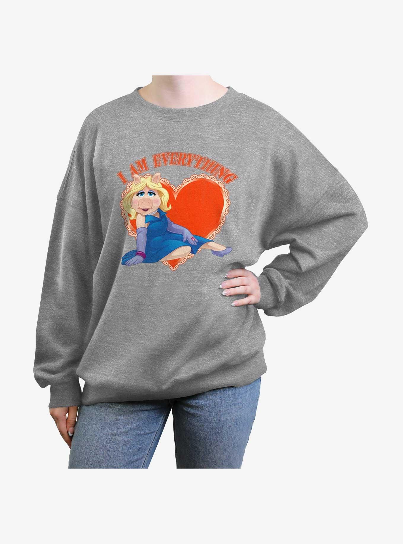 Disney The Muppets Miss Piggy I Am Everything Girls Oversized Sweatshirt, HEATHER GR, hi-res