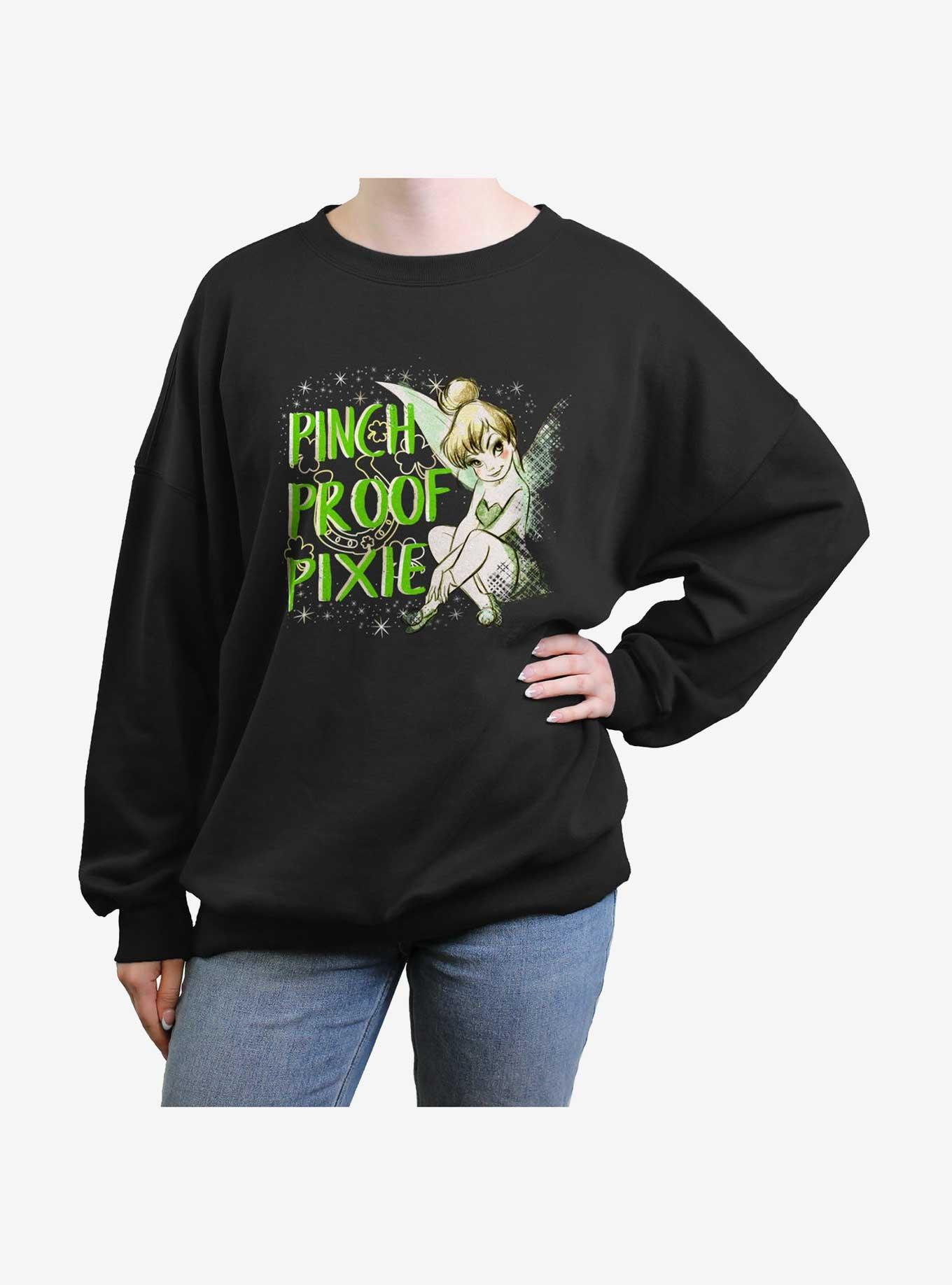 Disney Tinker Bell Pinch Proof Pixie Girls Oversized Sweatshirt, BLACK, hi-res