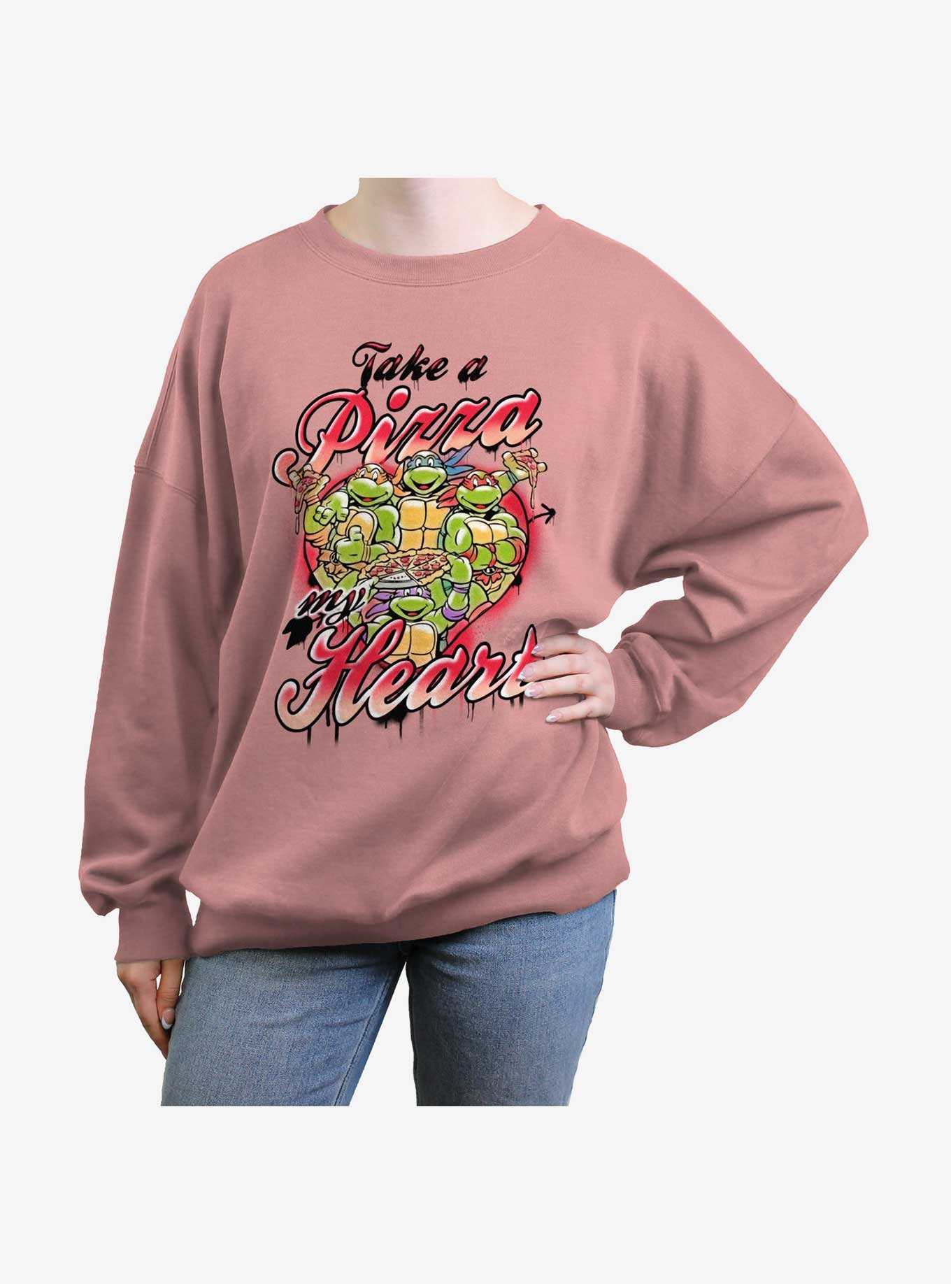 Teenage Mutant Ninja Turtles Pizza Heart Girls Oversized Sweatshirt, , hi-res