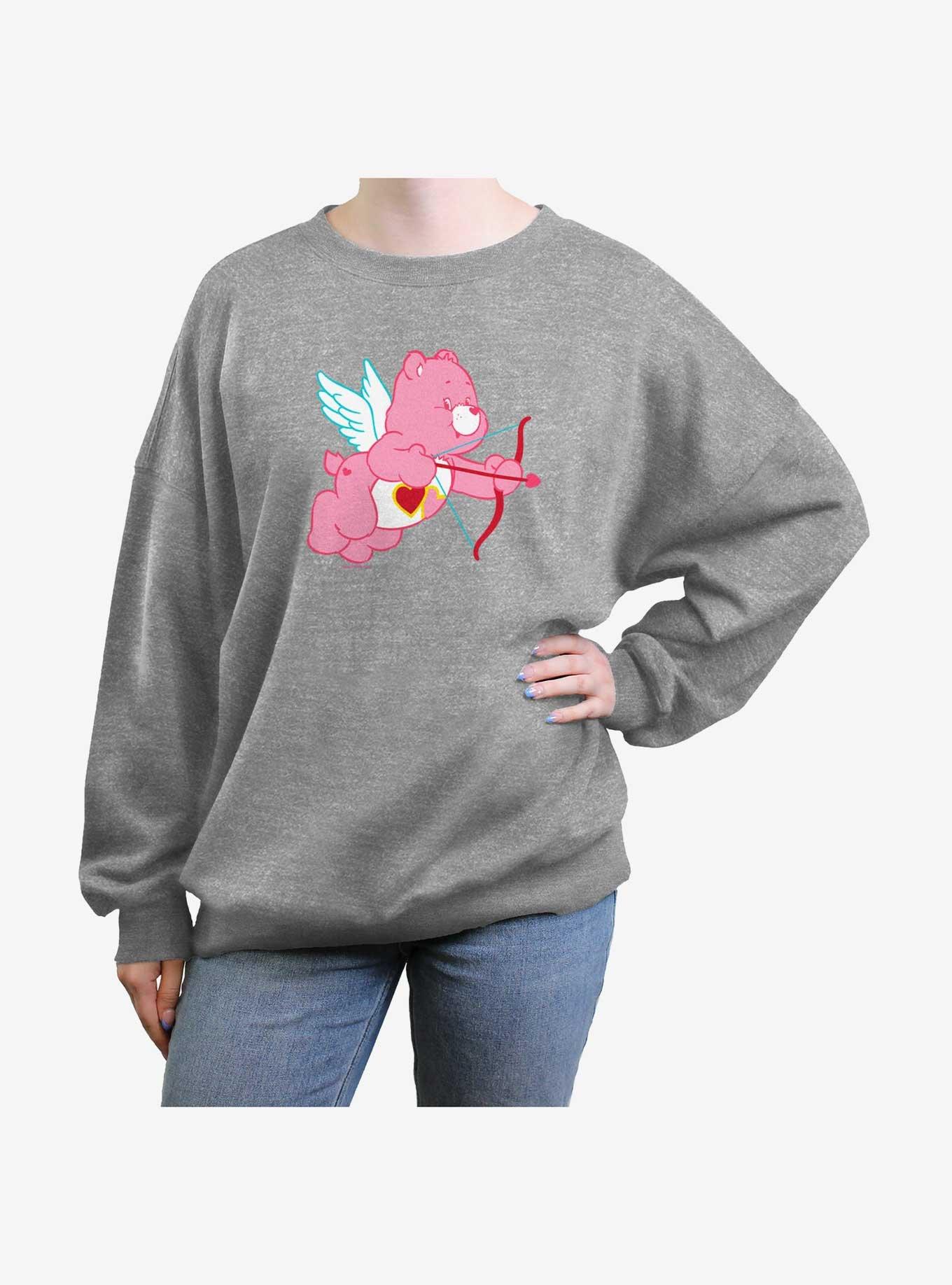 Care Bears Cupids Bow Love-a-Lot Bear Girls Oversized Sweatshirt, HEATHER GR, hi-res